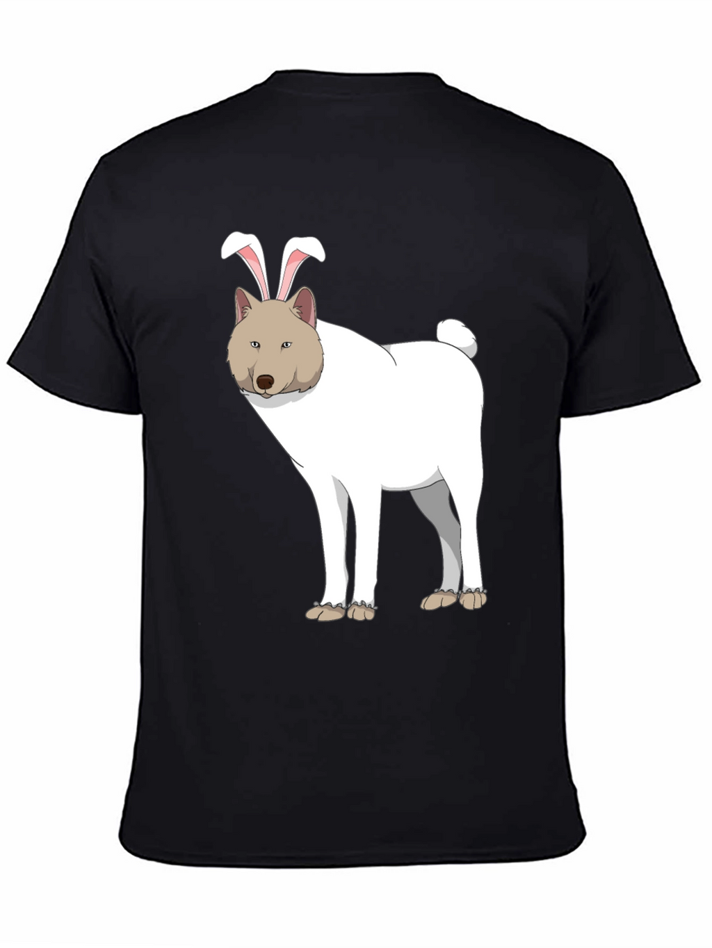 Dog with Bunny Ears Black T-Shirt