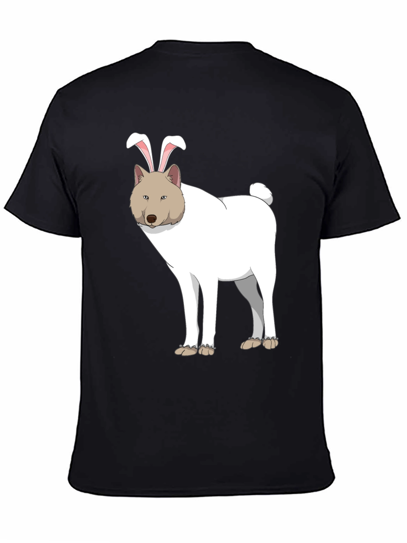 Dog with Bunny Ears Black T-Shirt