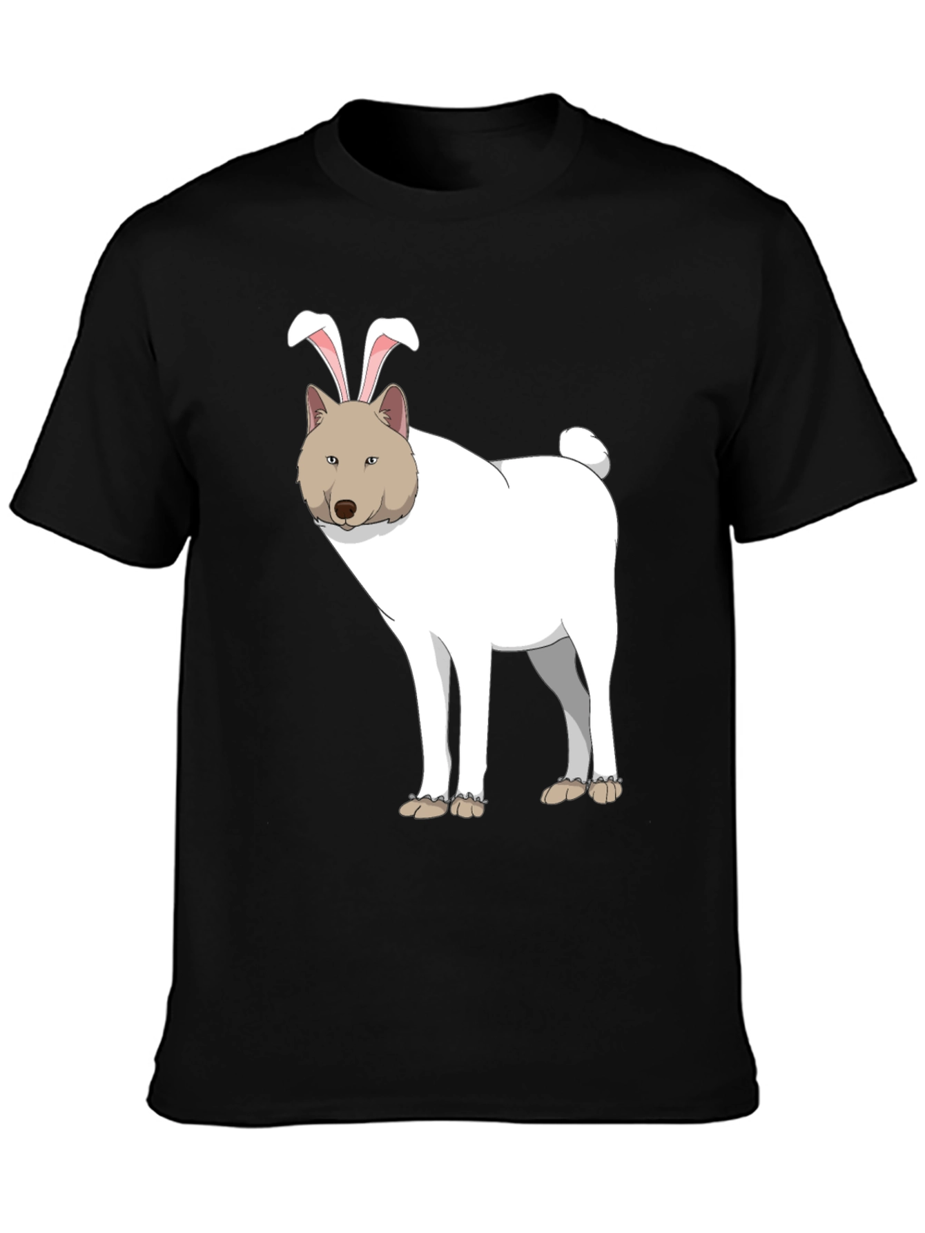 Dog with Bunny Ears Black T-Shirt