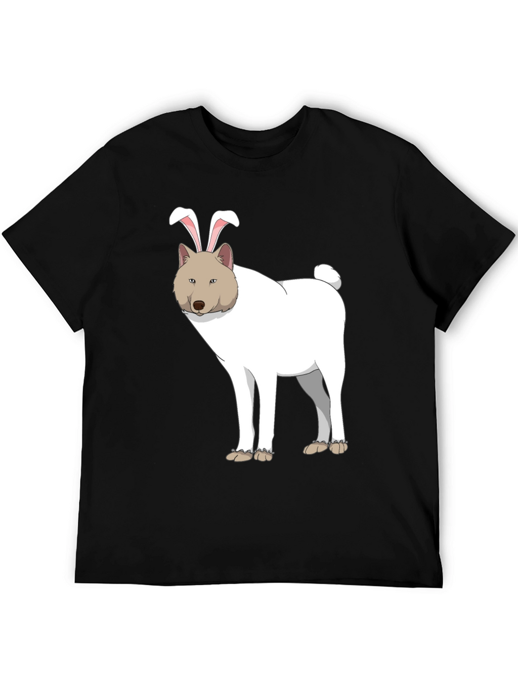 Dog with Bunny Ears Black T-Shirt