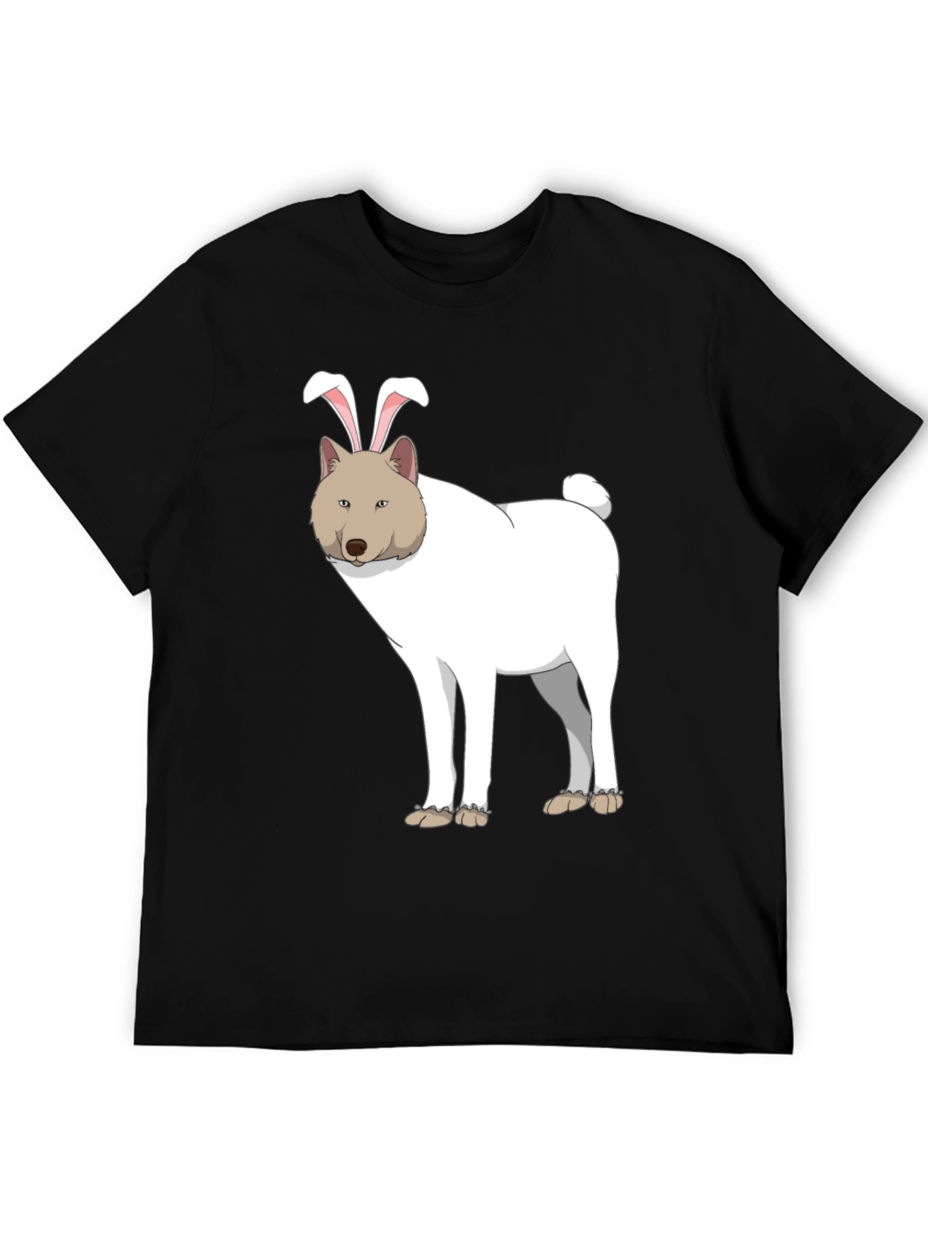 Dog with Bunny Ears Black T-Shirt
