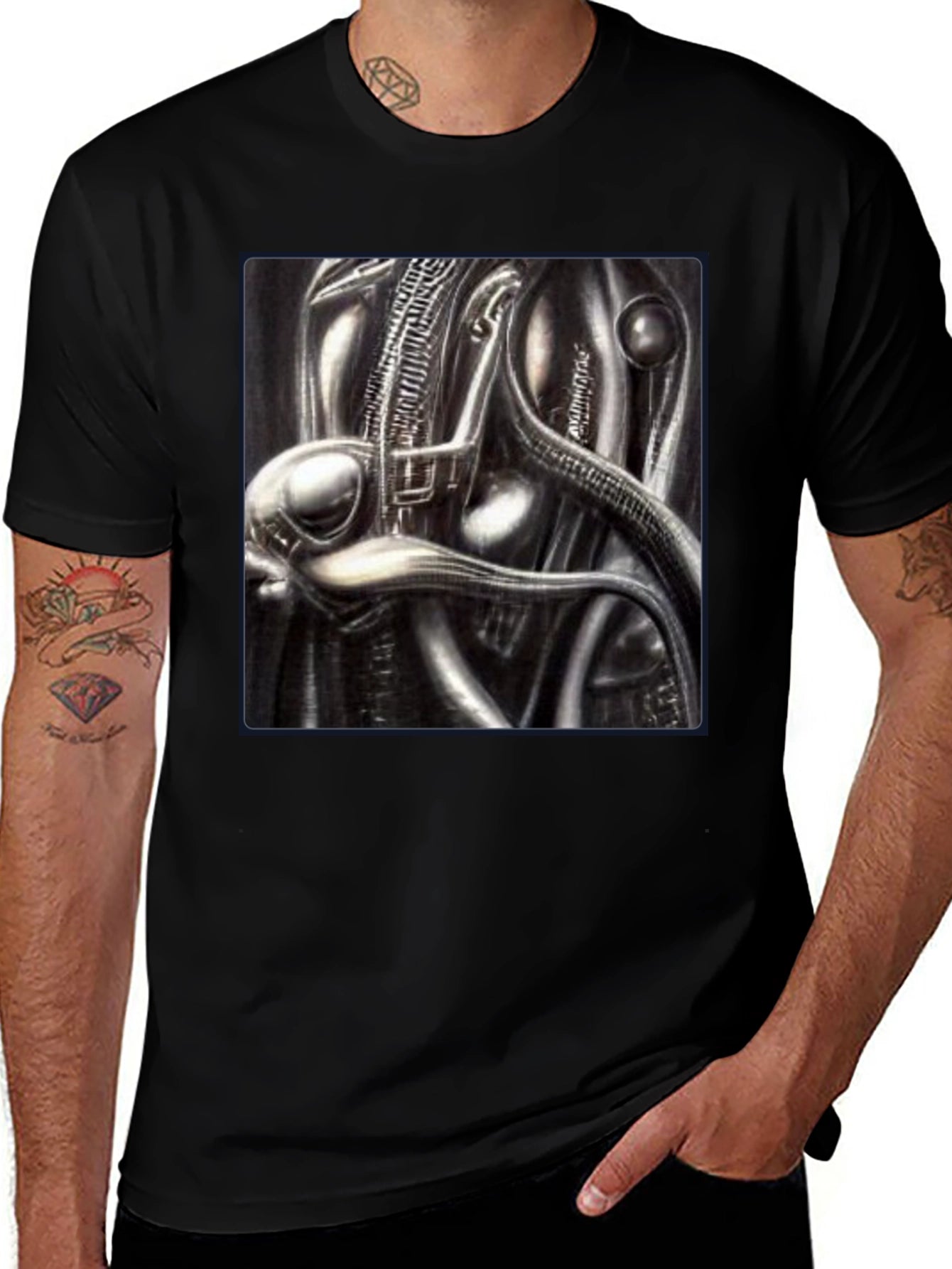 Sci-Fi Creature Graphic Black T-Shirt