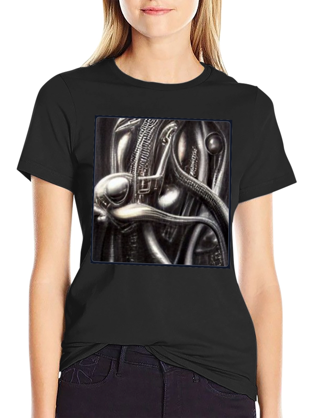 Sci-Fi Creature Graphic Black T-Shirt