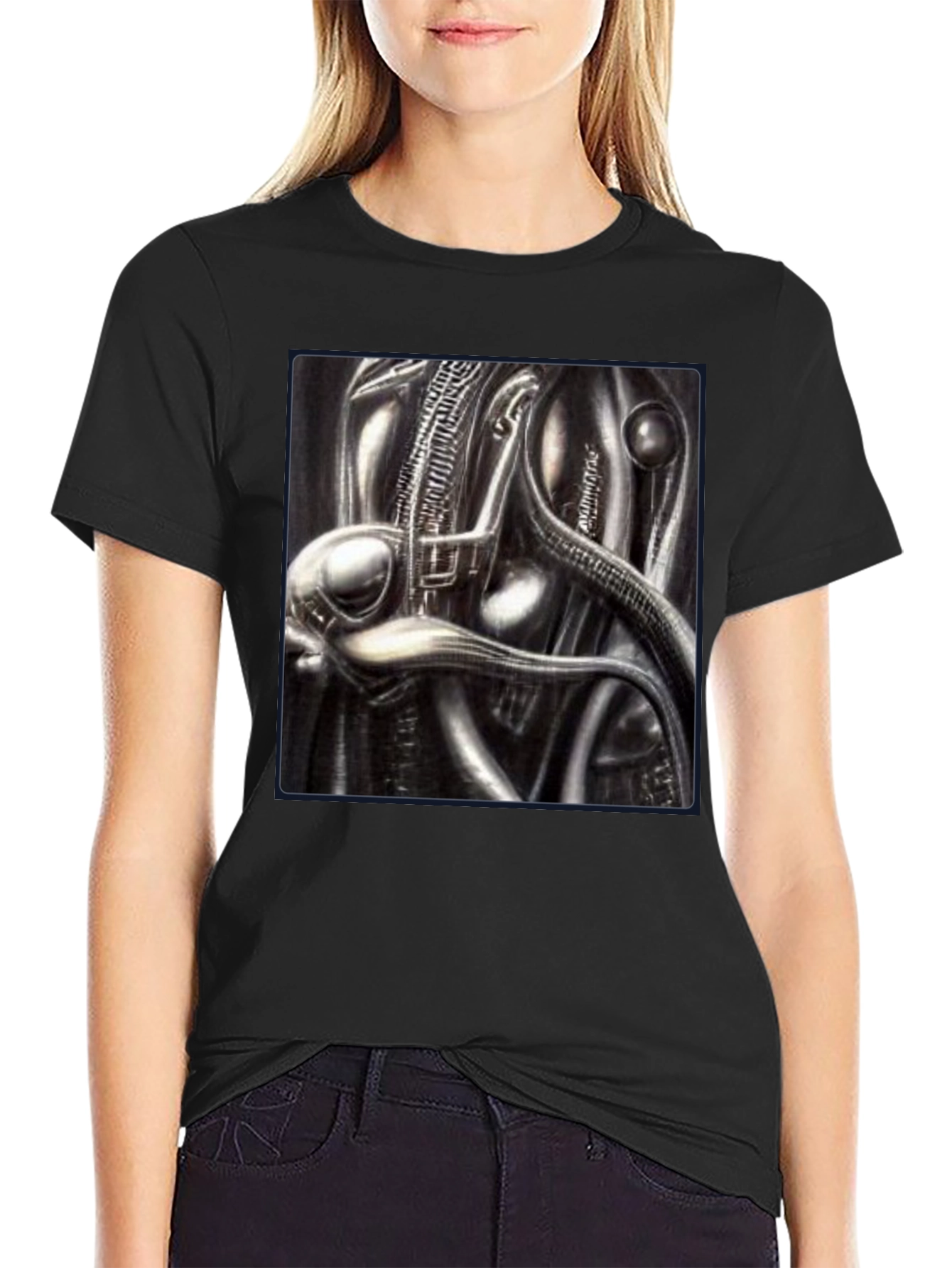 Sci-Fi Creature Graphic Black T-Shirt