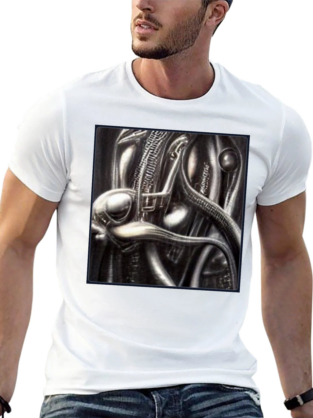 Sci-Fi Creature Graphic Black T-Shirt