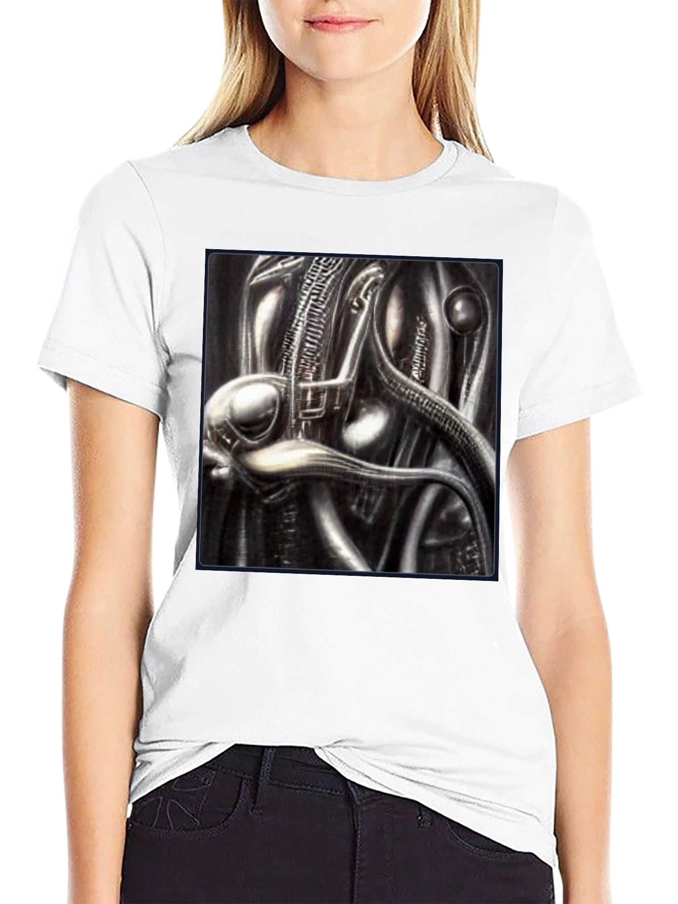Sci-Fi Creature Graphic Black T-Shirt