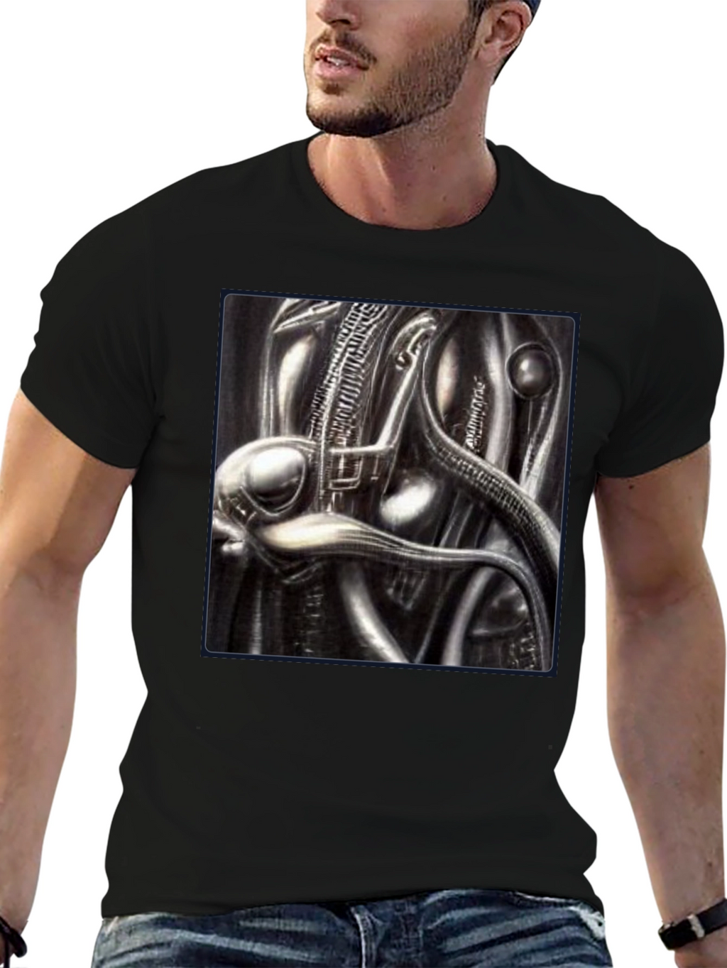 Sci-Fi Creature Graphic Black T-Shirt