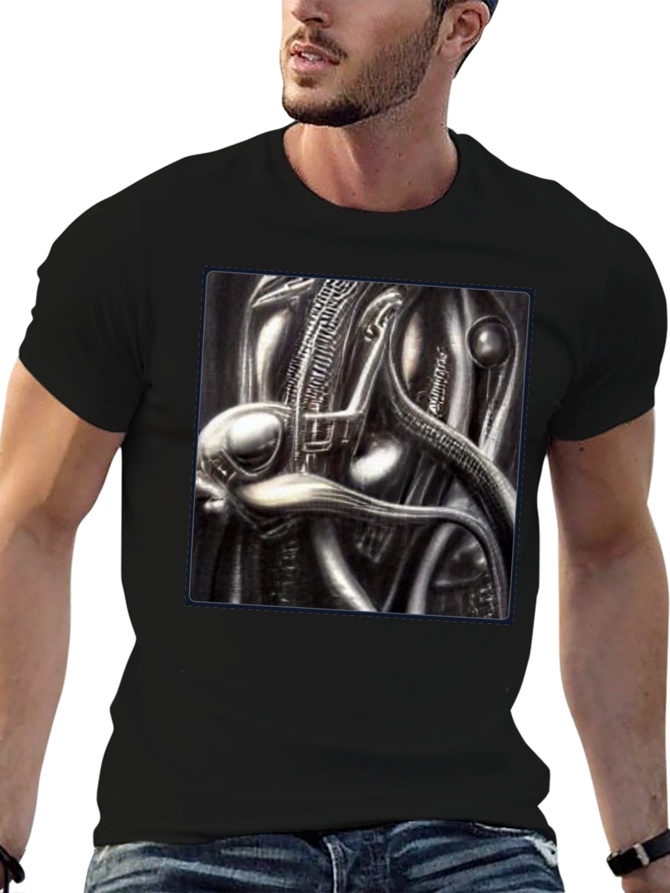 Sci-Fi Creature Graphic Black T-Shirt