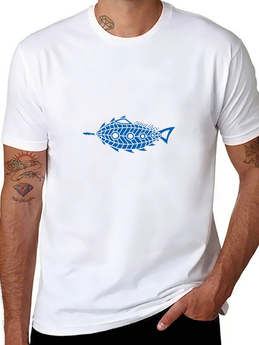 Blue Fish Graphic Black T-Shirt
