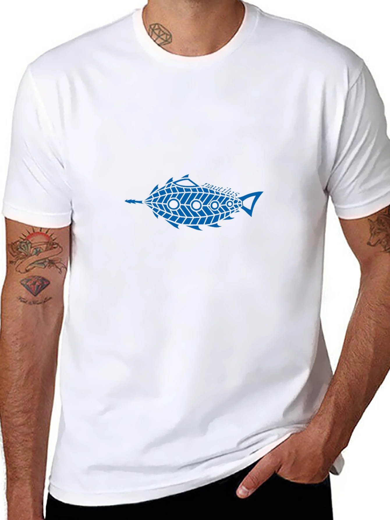 Blue Fish Graphic Black T-Shirt