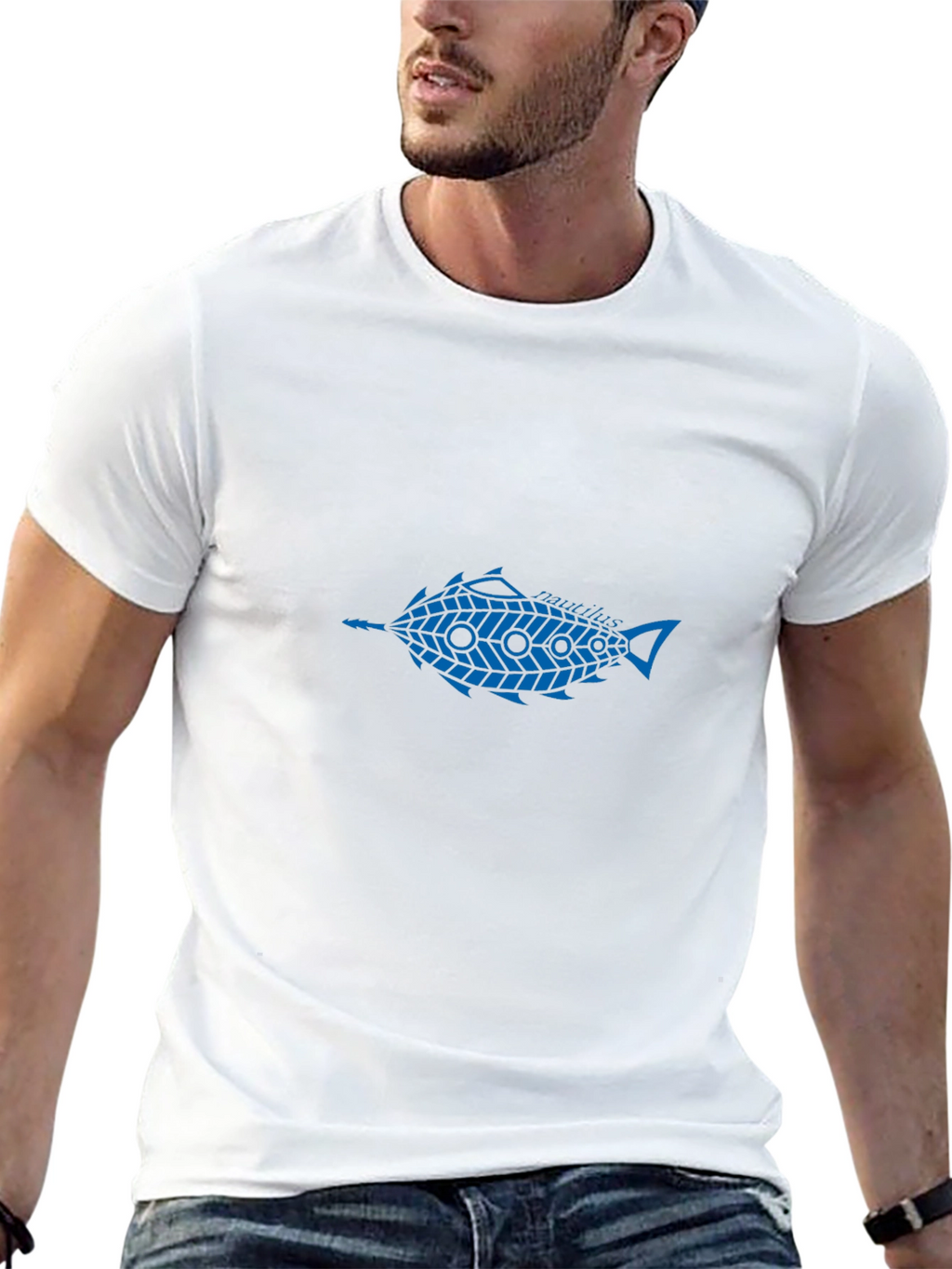 Blue Fish Graphic Black T-Shirt