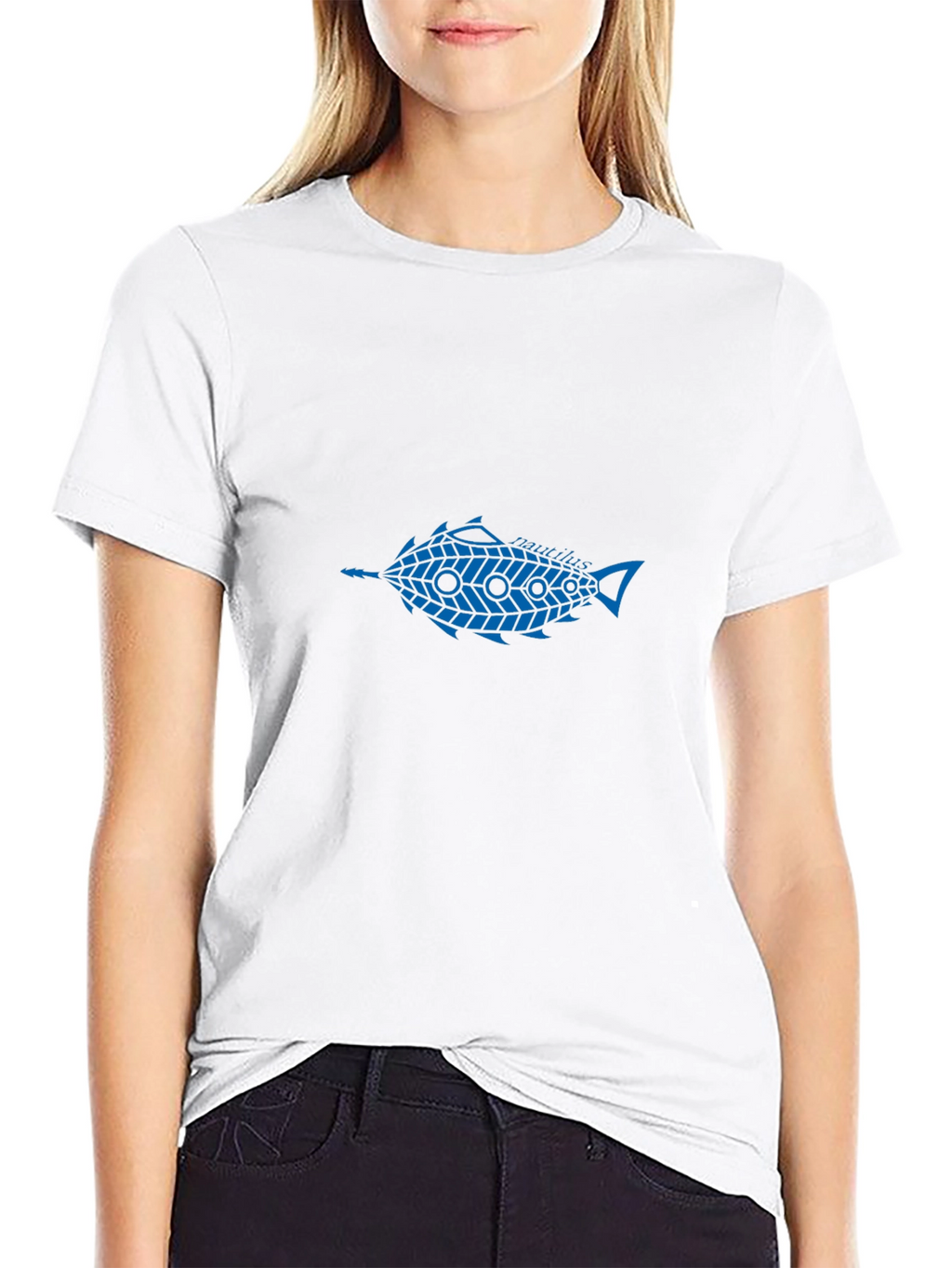 Blue Fish Graphic Black T-Shirt