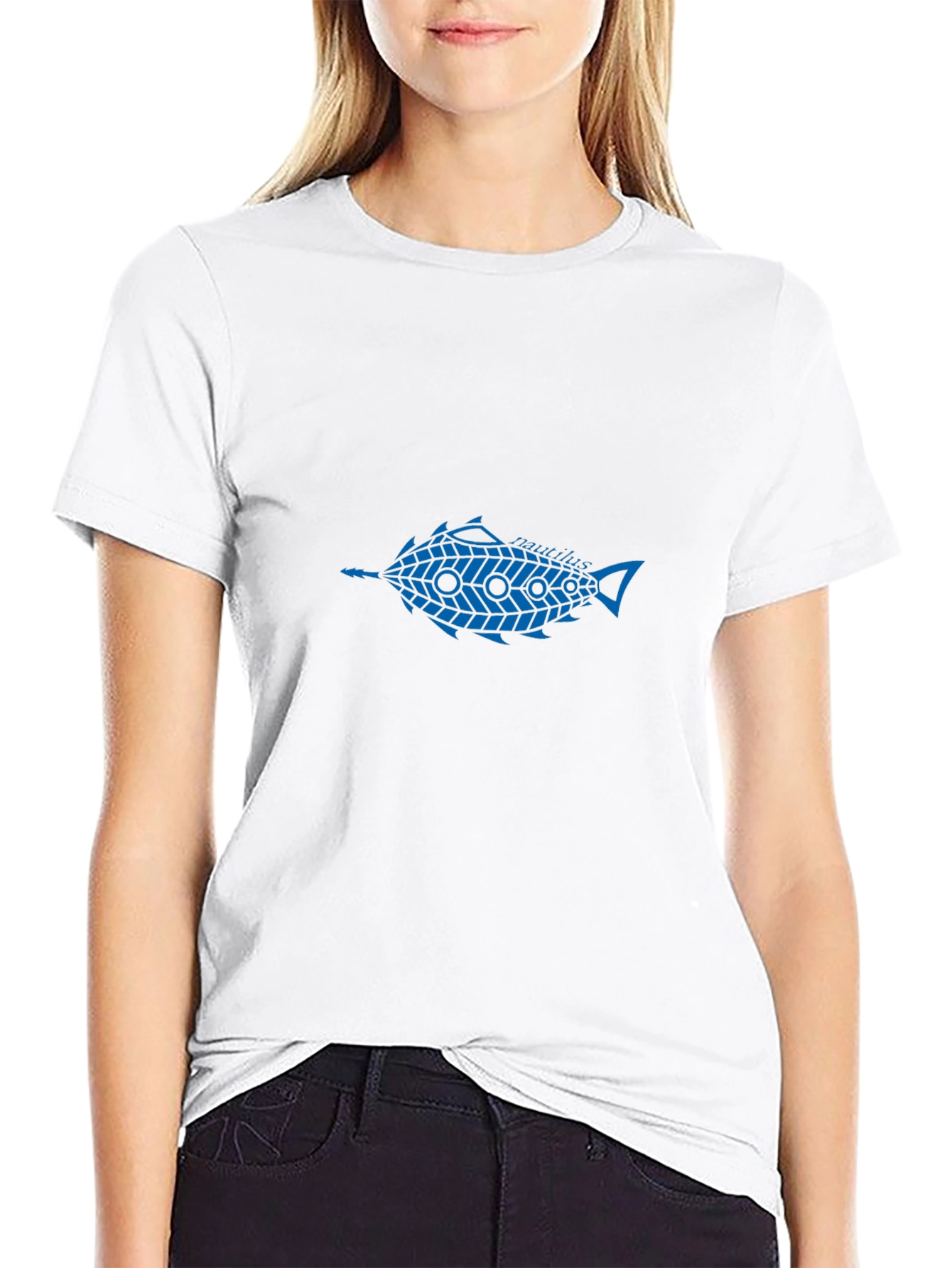 Blue Fish Graphic Black T-Shirt