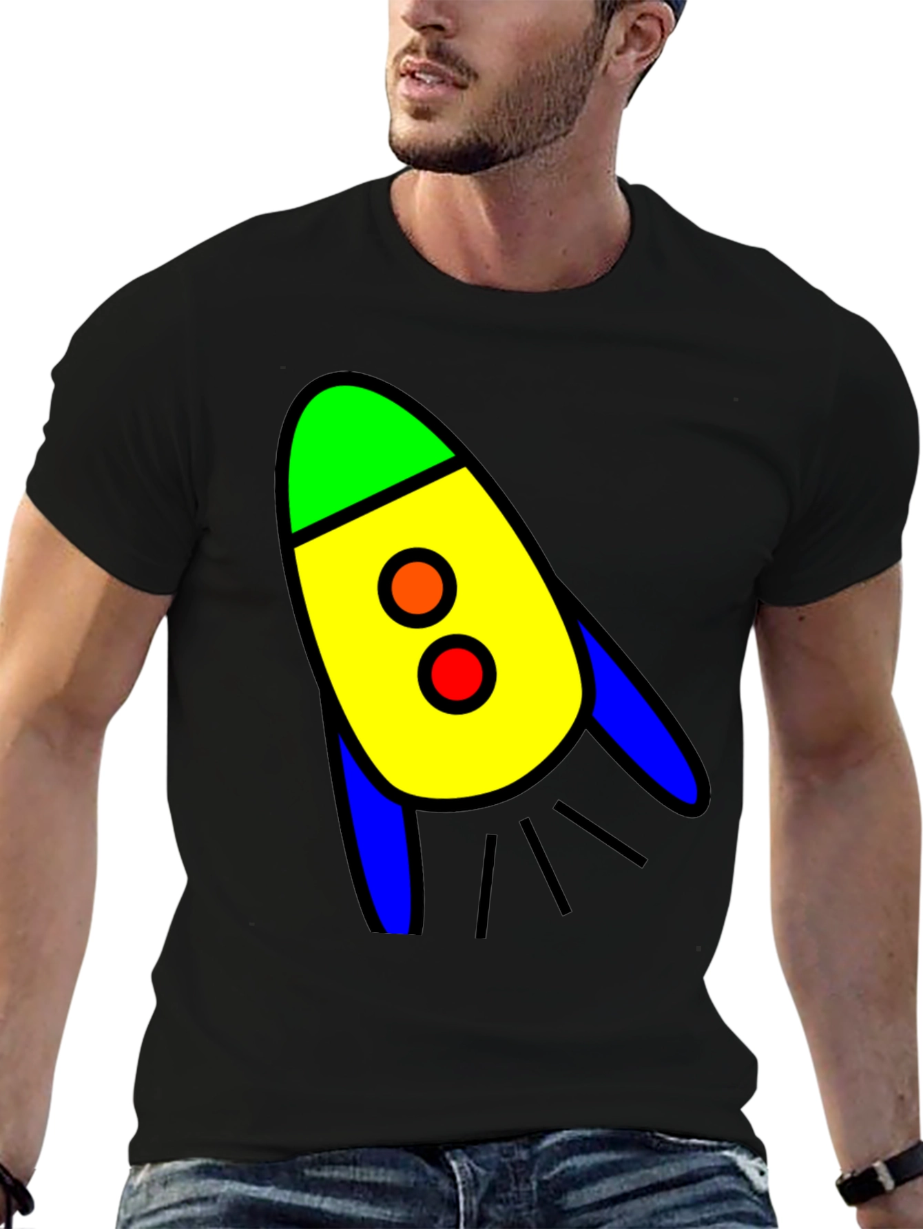Rocket Graphic Black T-Shirt