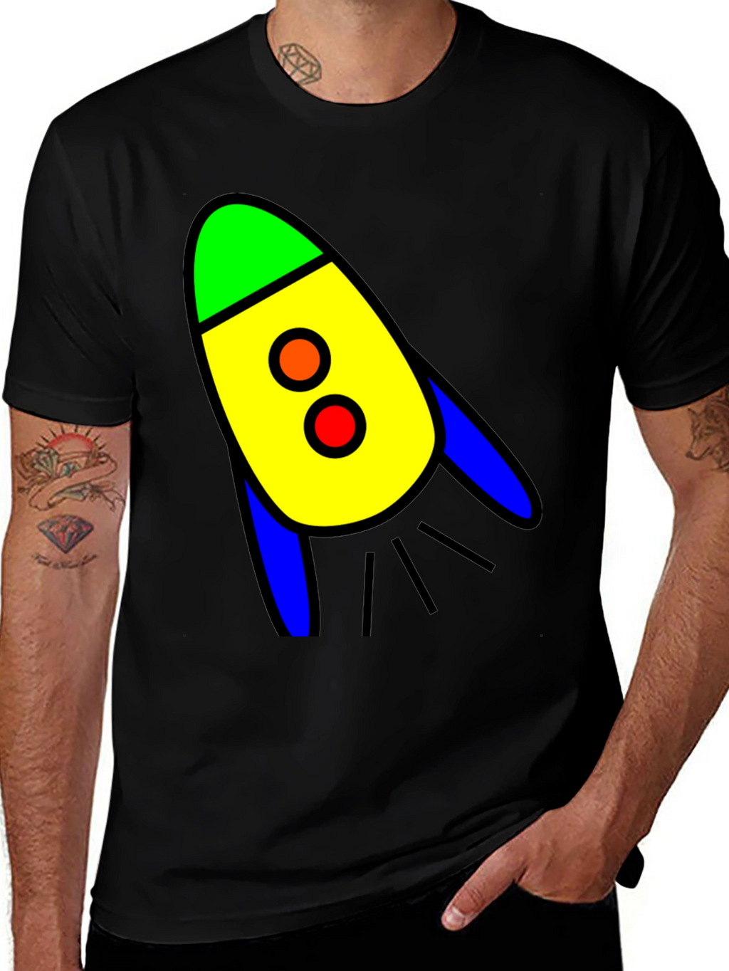 Rocket Graphic Black T-Shirt