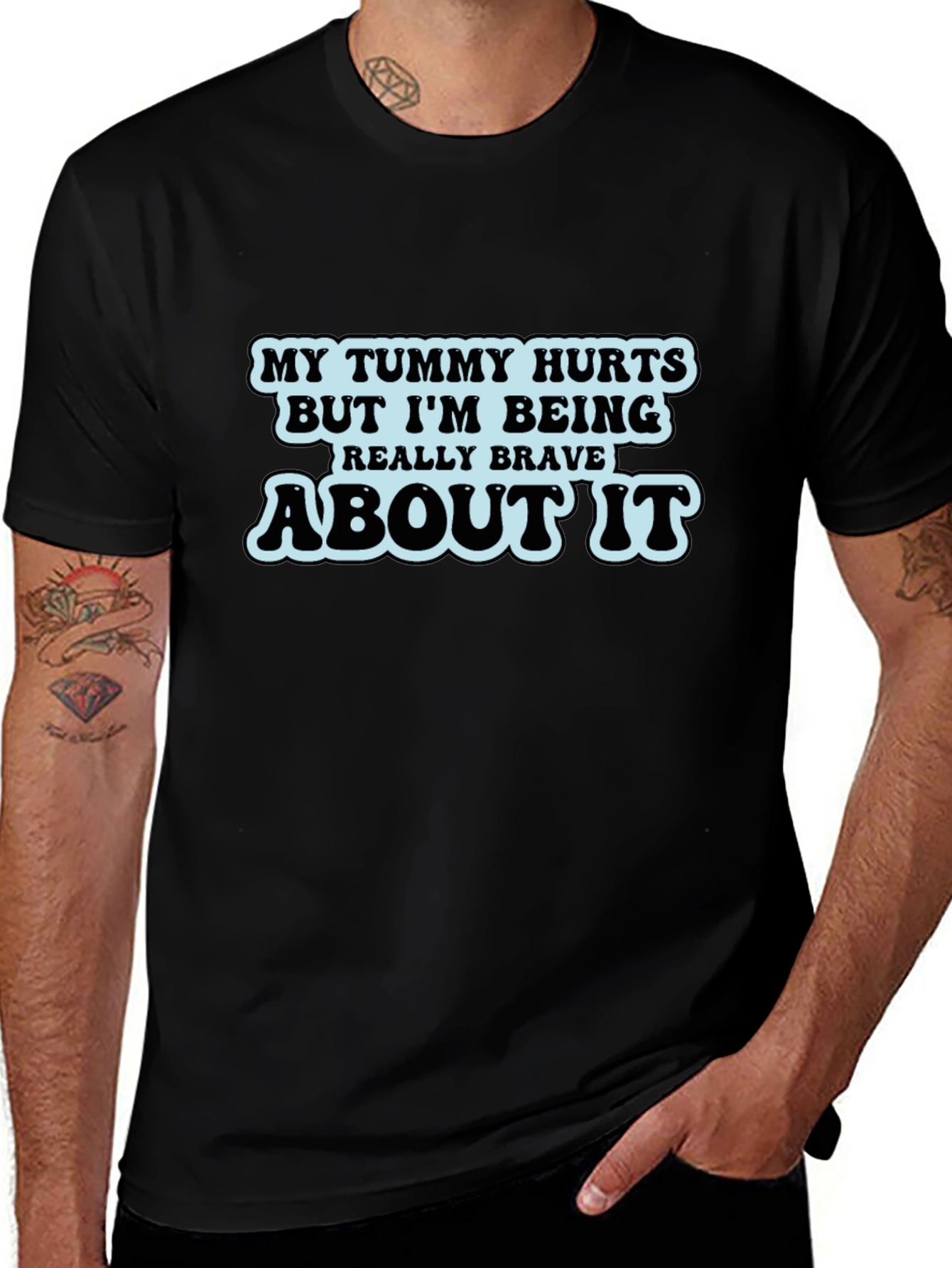 Humorous Tummy Hurts Graphic T-Shirt