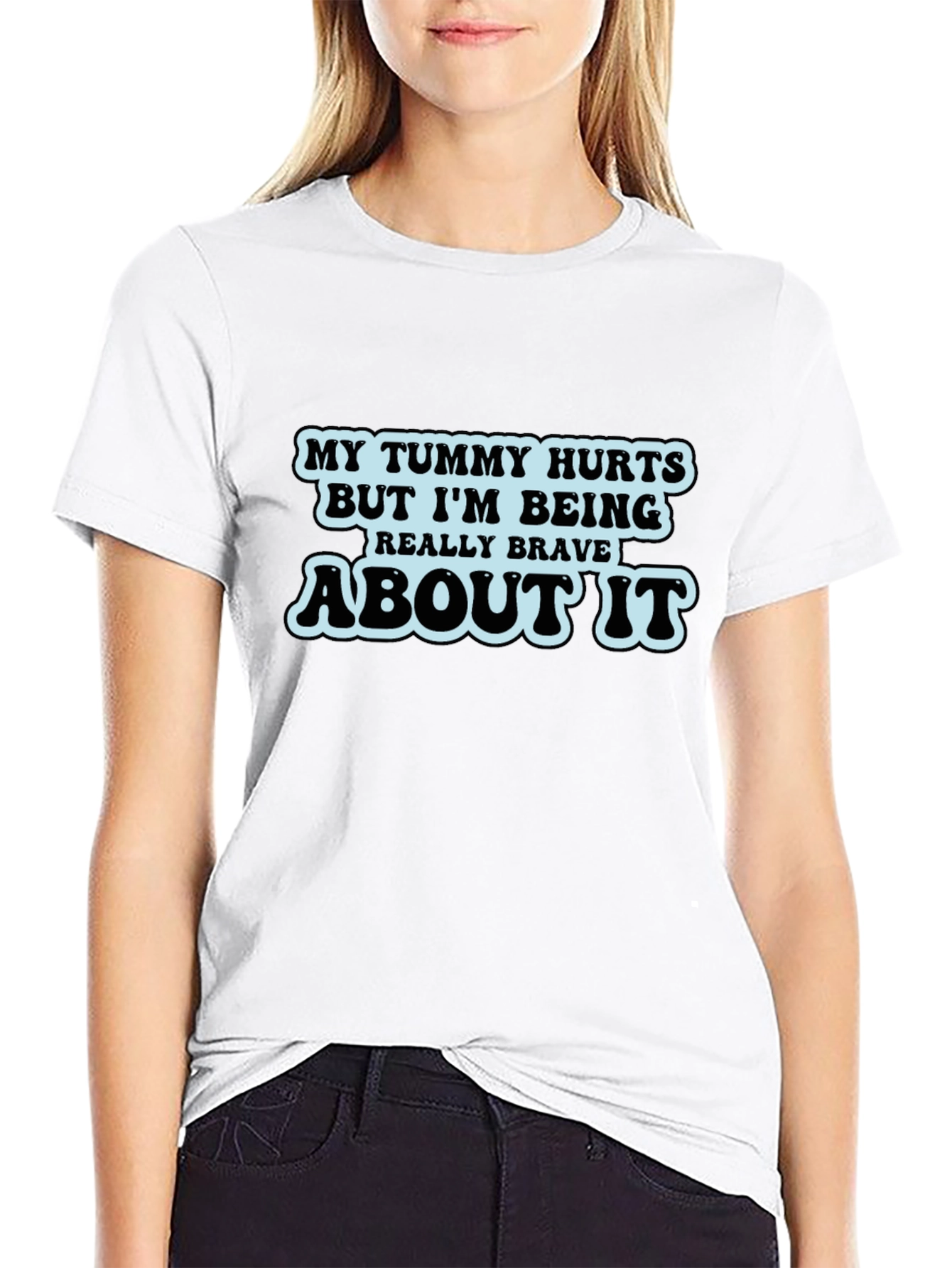 Humorous Tummy Hurts Graphic T-Shirt