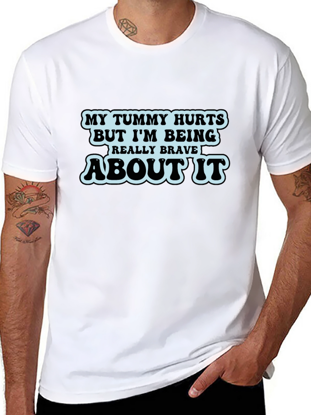 Humorous Tummy Hurts Graphic T-Shirt
