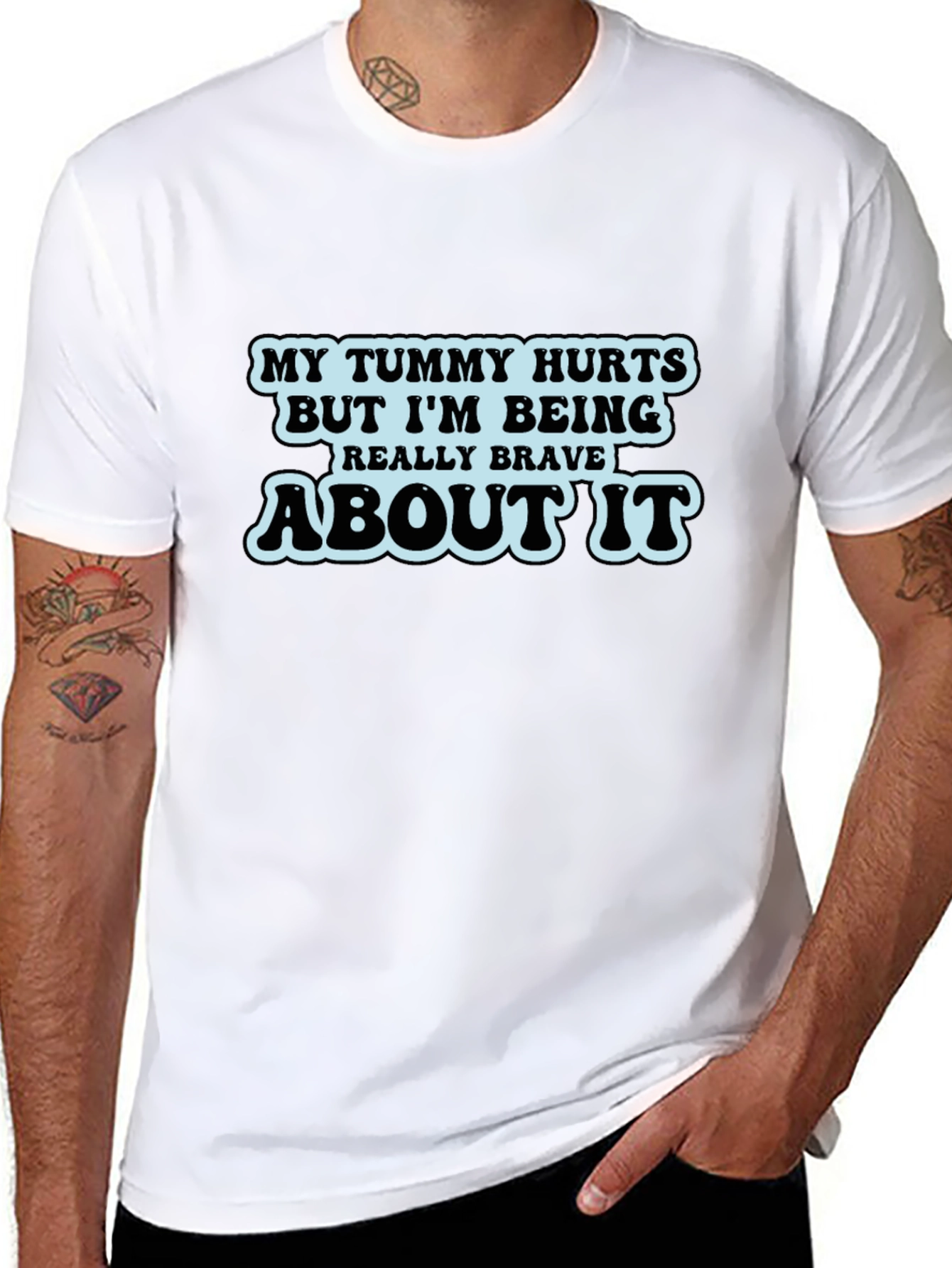 Humorous Tummy Hurts Graphic T-Shirt