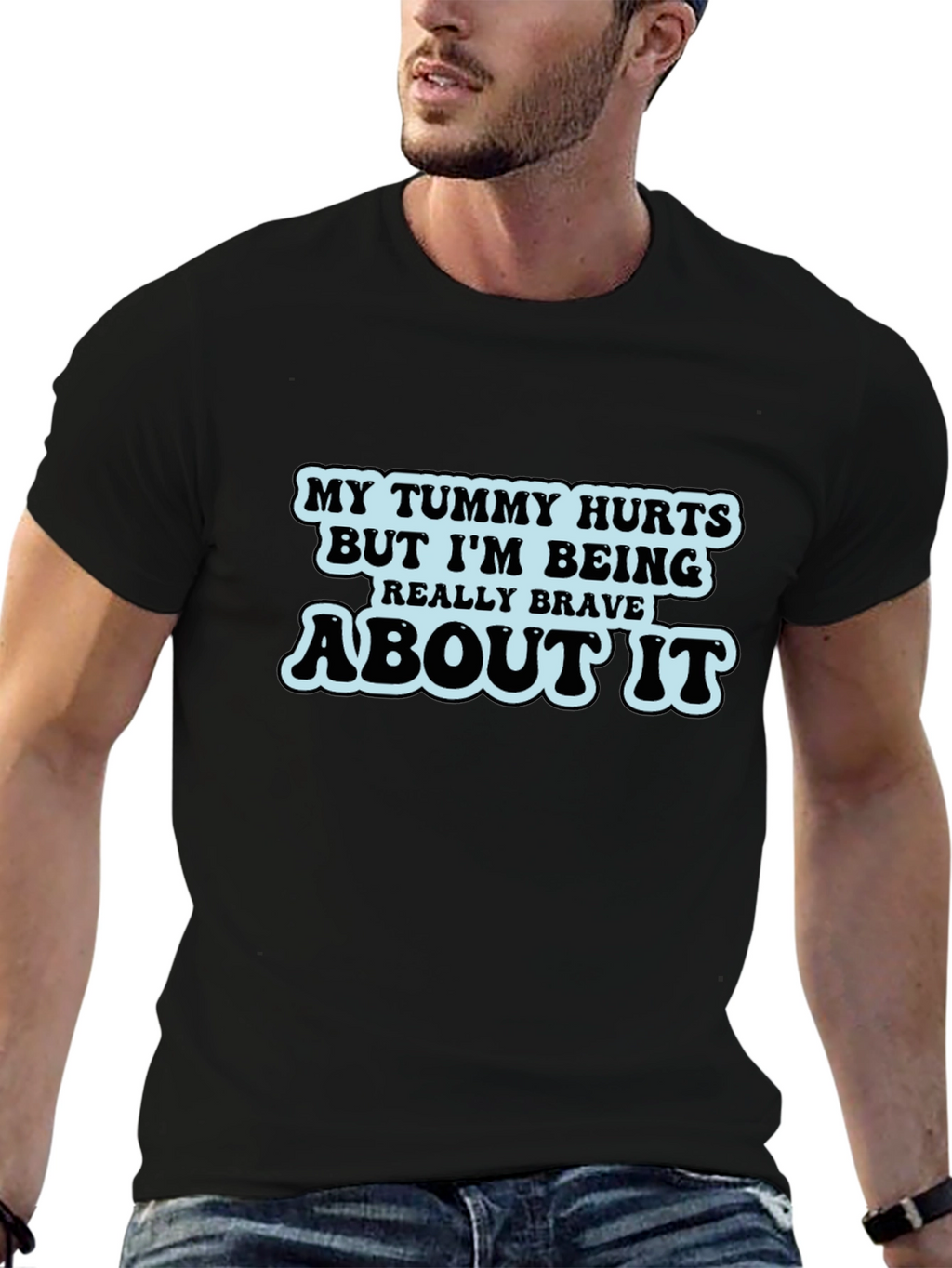 Humorous Tummy Hurts Graphic T-Shirt