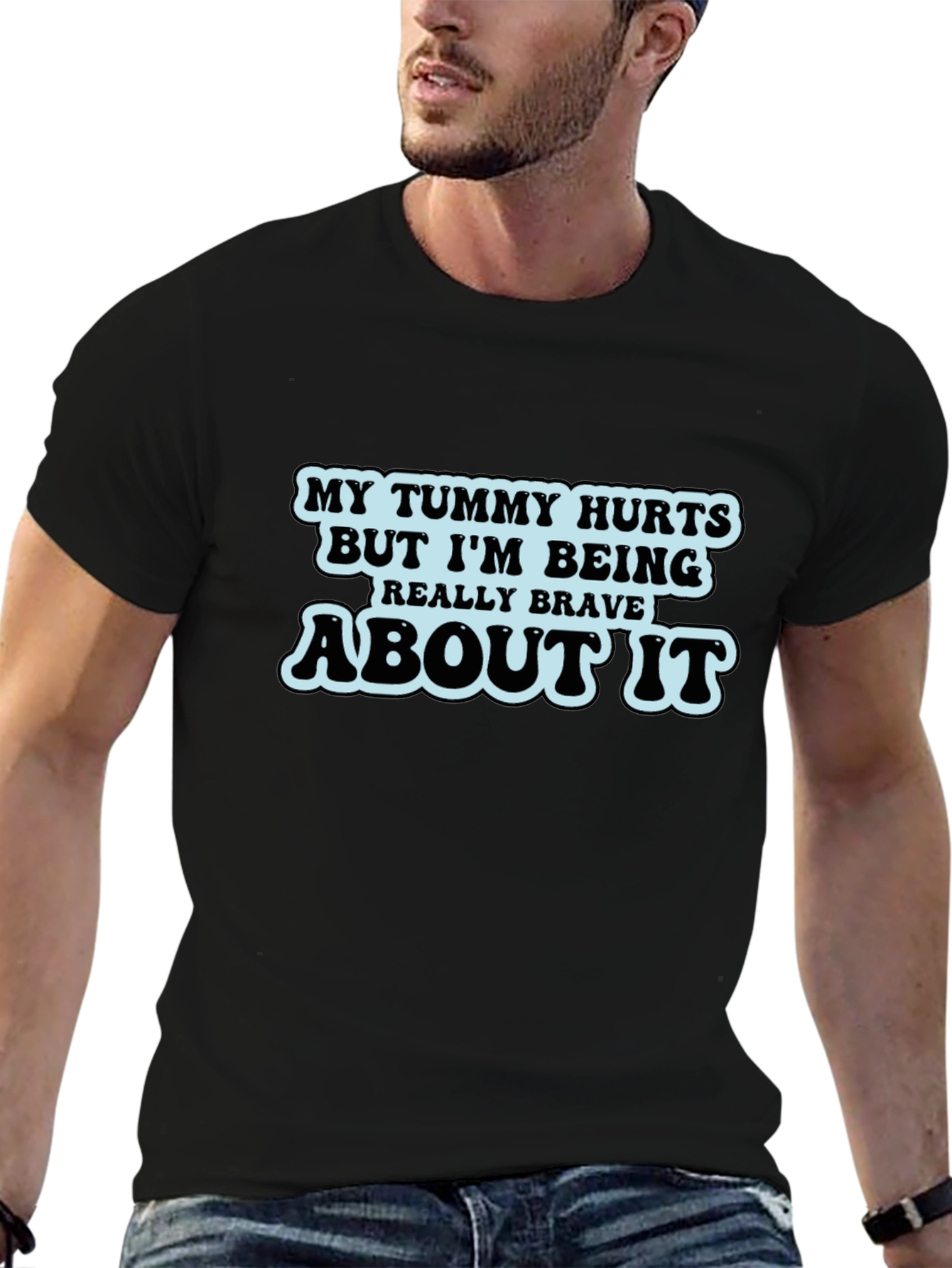 Humorous Tummy Hurts Graphic T-Shirt