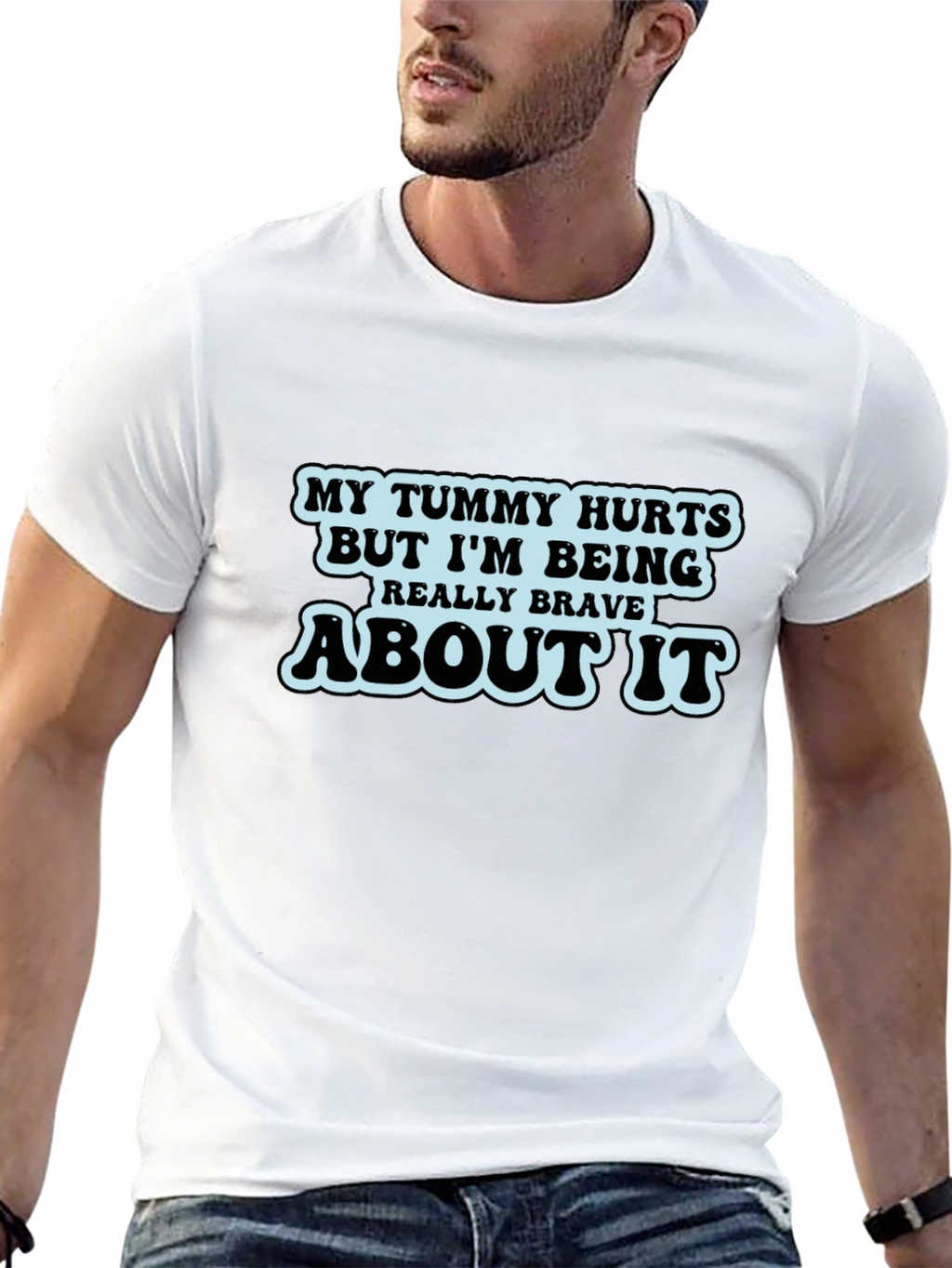 Humorous Tummy Hurts Graphic T-Shirt