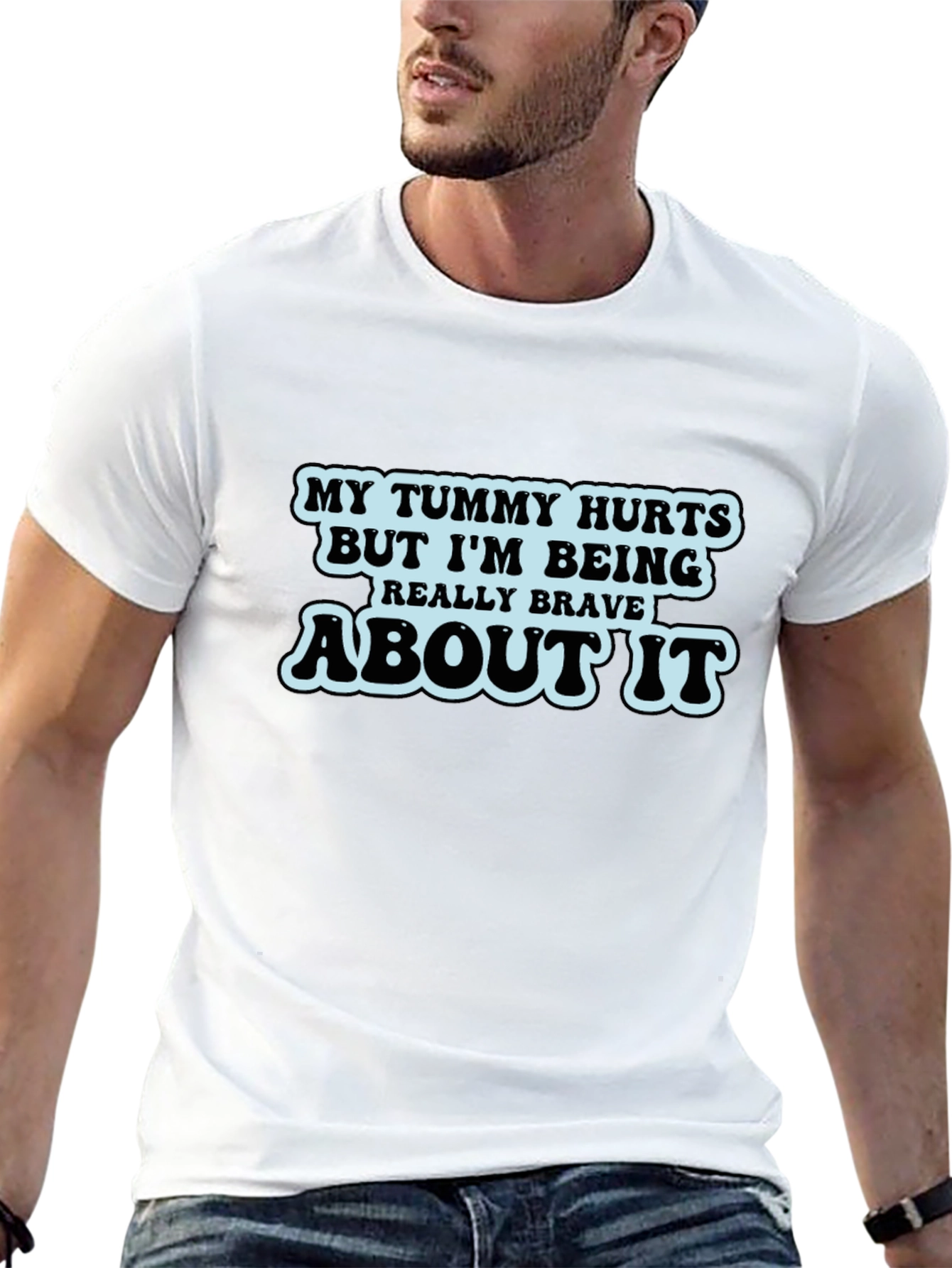 Humorous Tummy Hurts Graphic T-Shirt