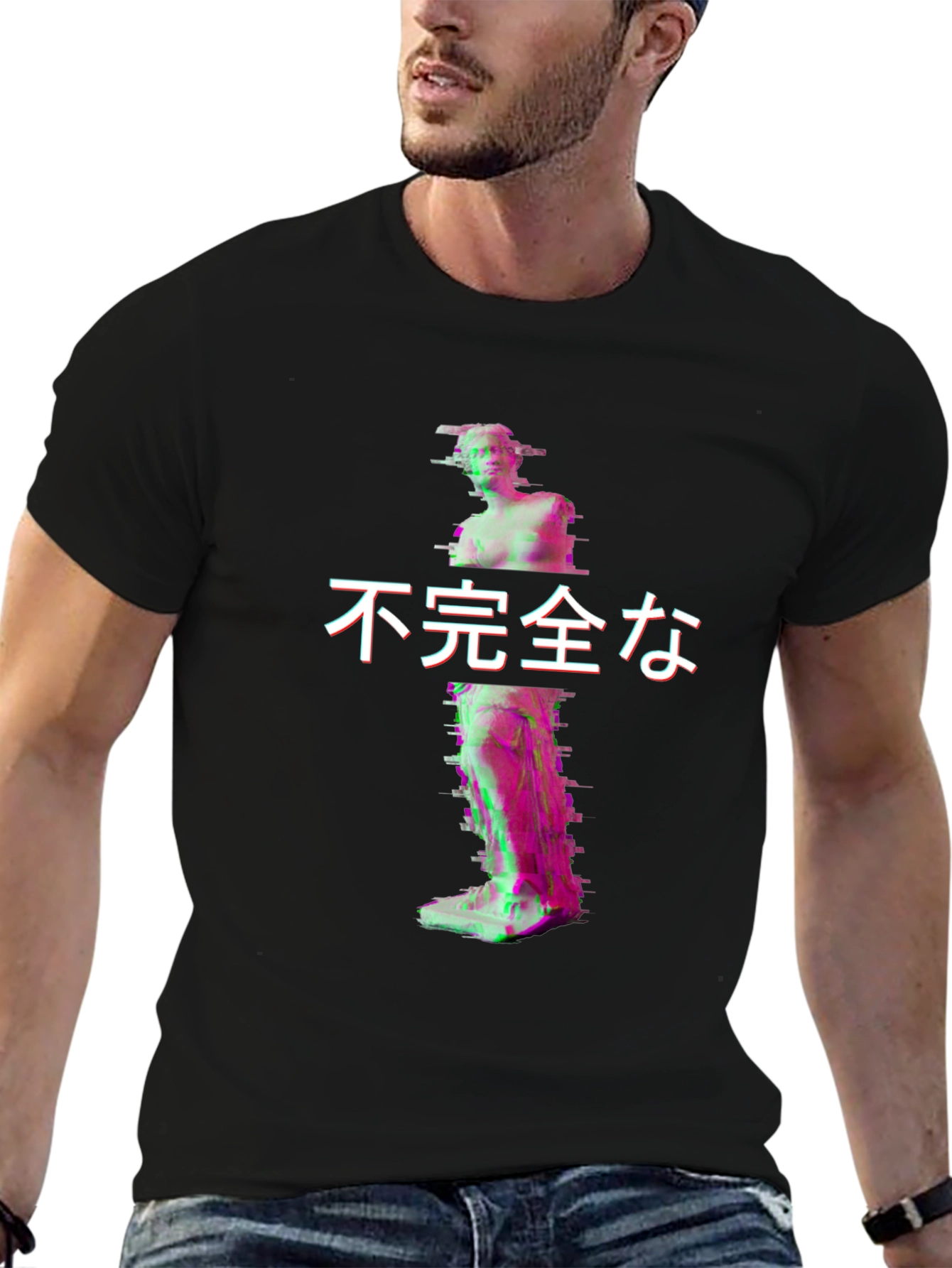 Glitch Art Statue T-Shirt - Imperfect Aesthetic Tee