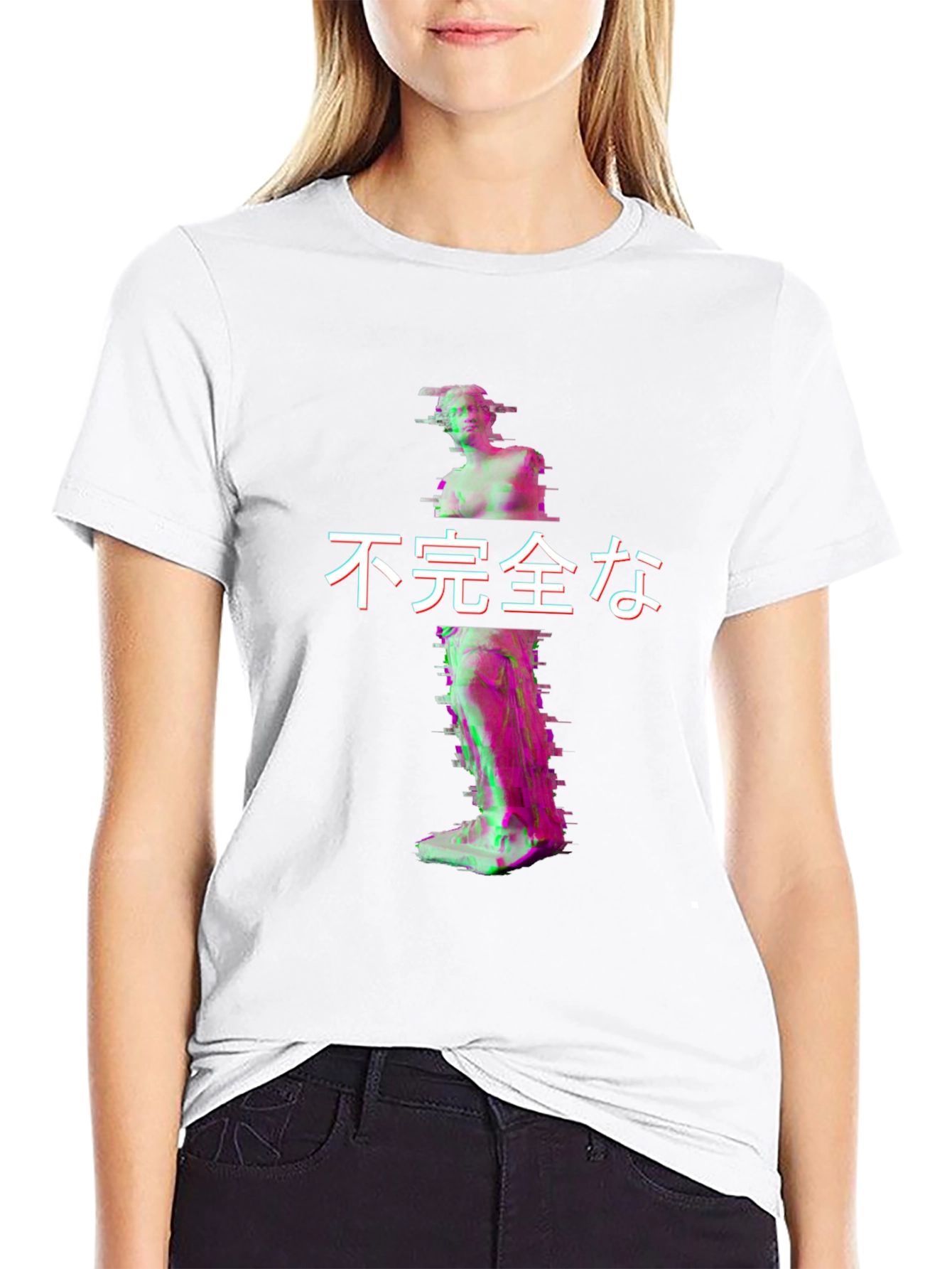 Glitch Art Statue T-Shirt - Imperfect Aesthetic Tee