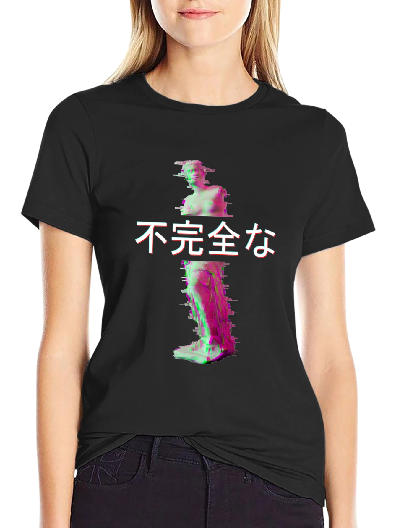 Glitch Art Statue T-Shirt - Imperfect Aesthetic Tee
