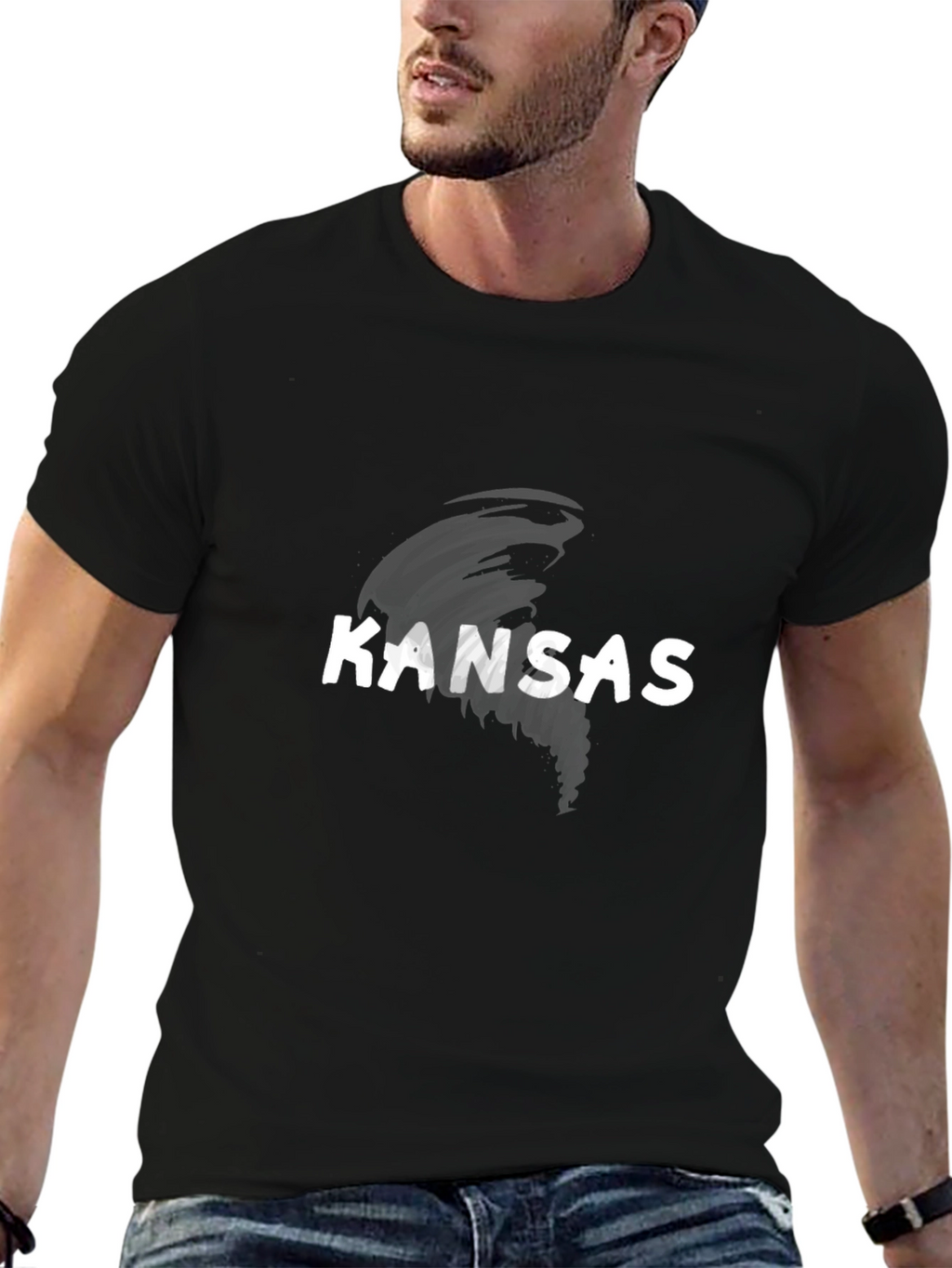 Kansas Tornado Graphic Tee - Black Cotton T-Shirt