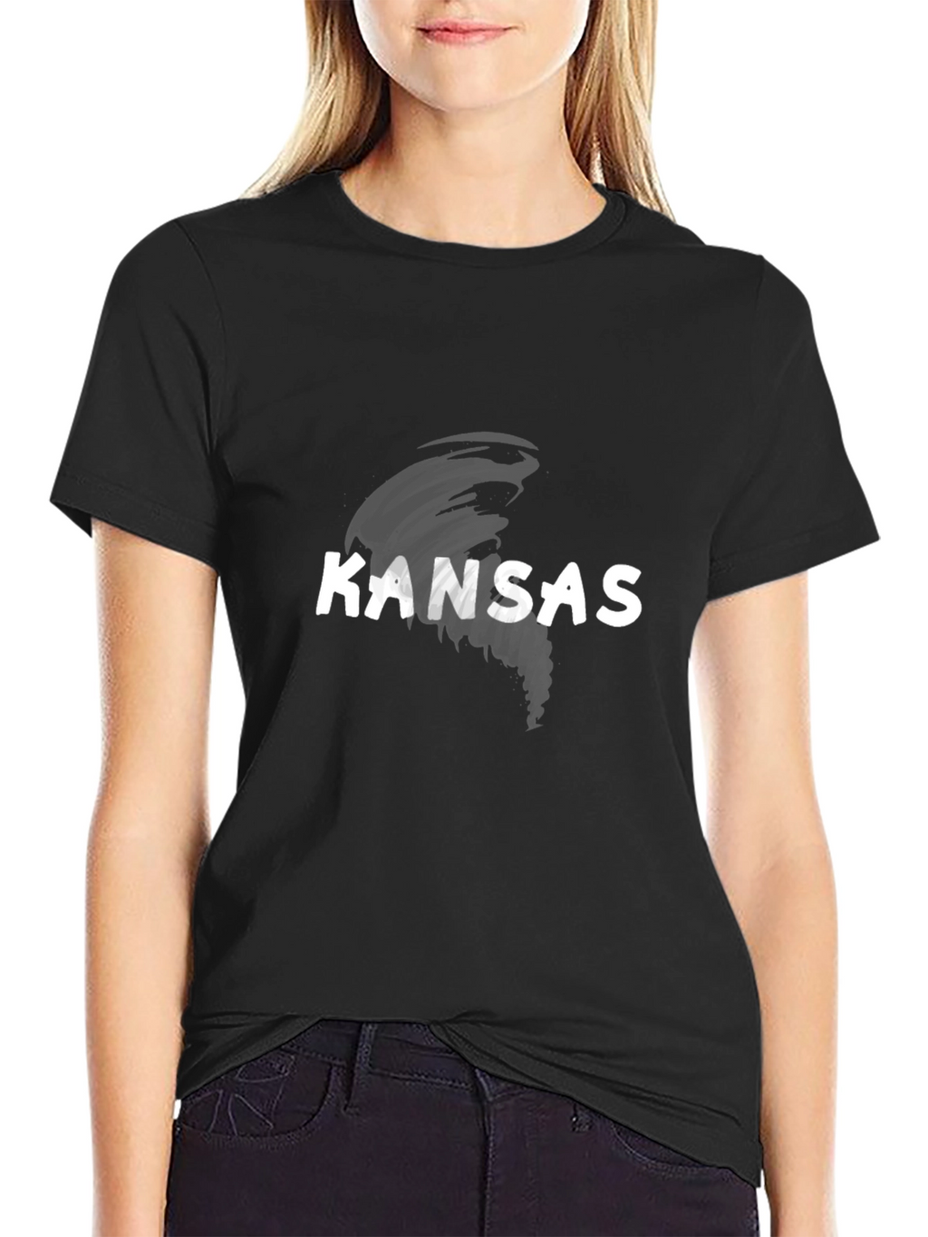 Kansas Tornado Graphic Tee - Black Cotton T-Shirt