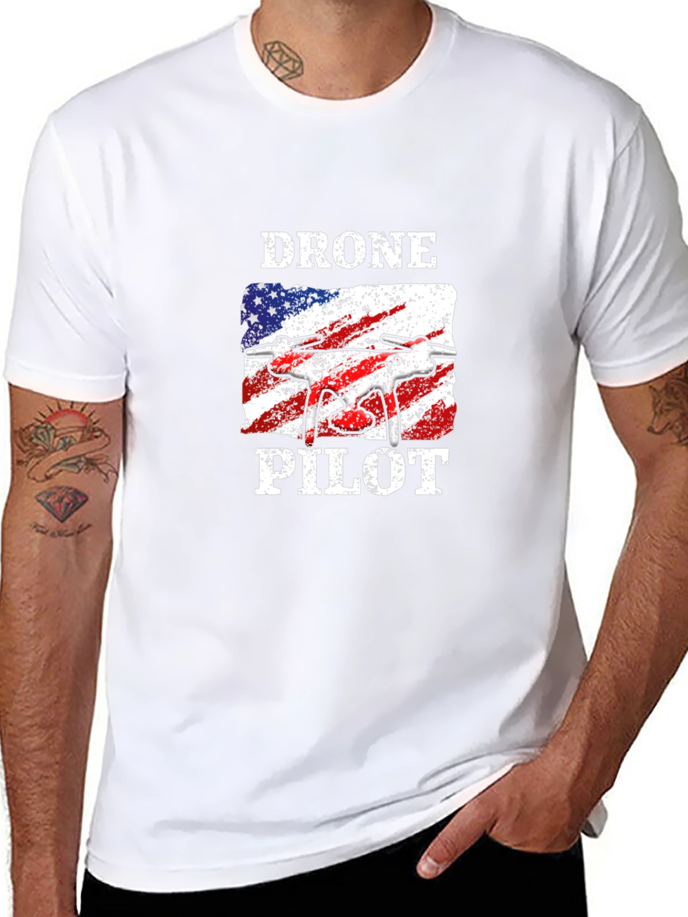 Drone Pilot American Flag T-Shirt