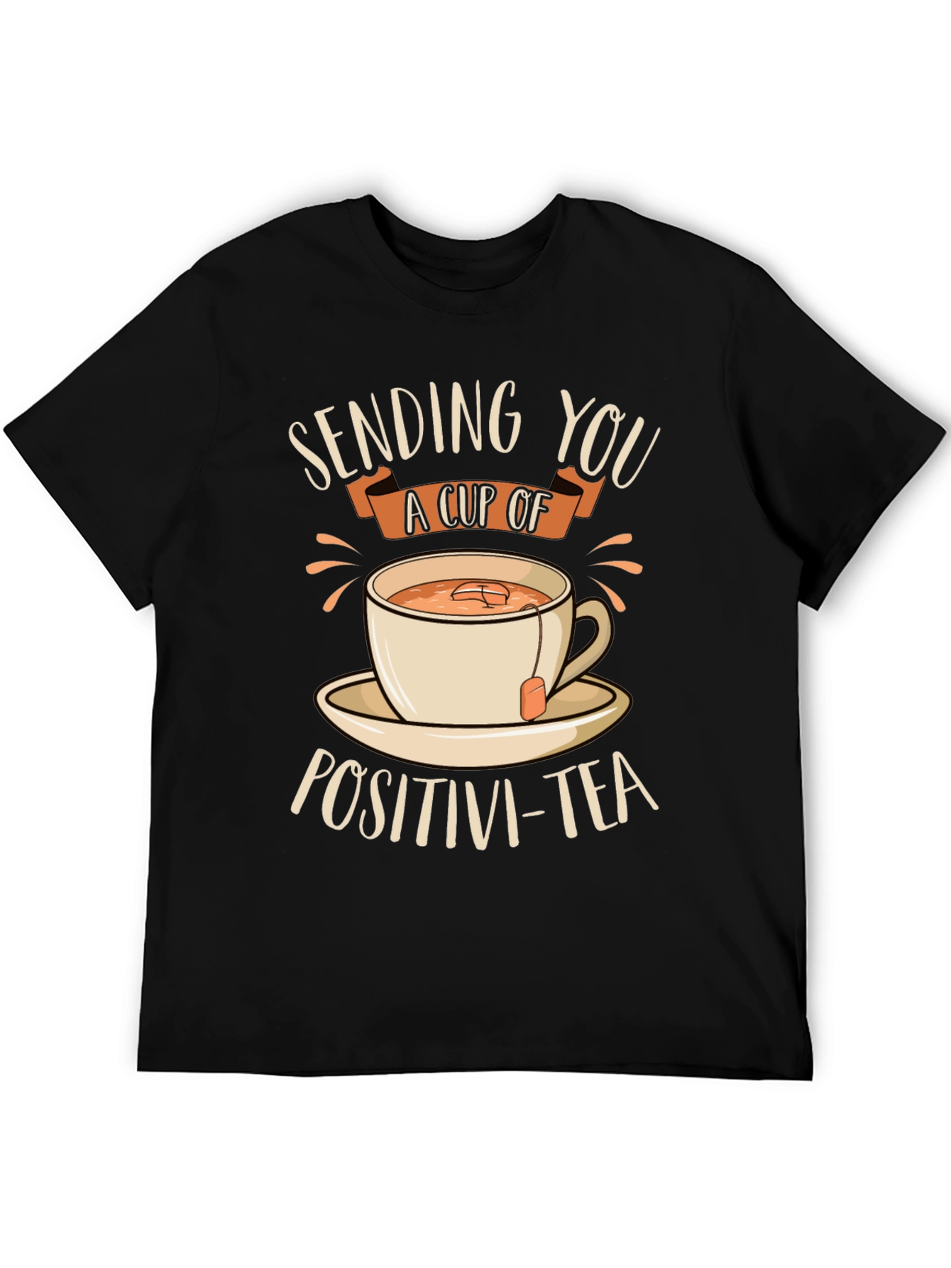 Sending You Positivi-Tea Black Graphic T-Shirt