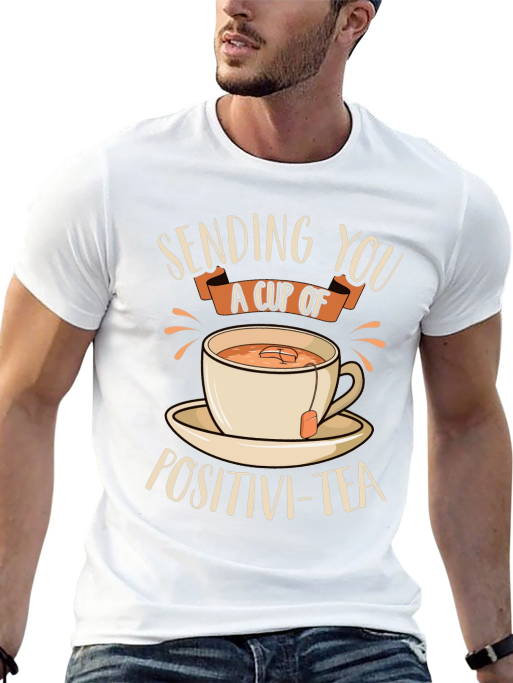 Sending You Positivi-Tea Black Graphic T-Shirt