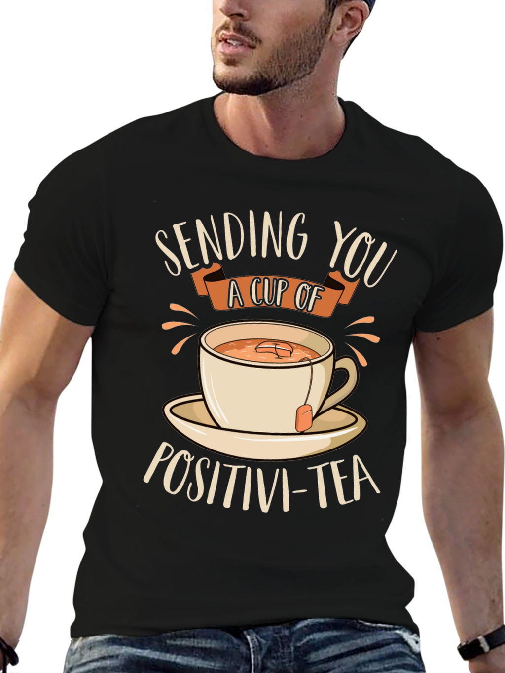 Sending You Positivi-Tea Black Graphic T-Shirt