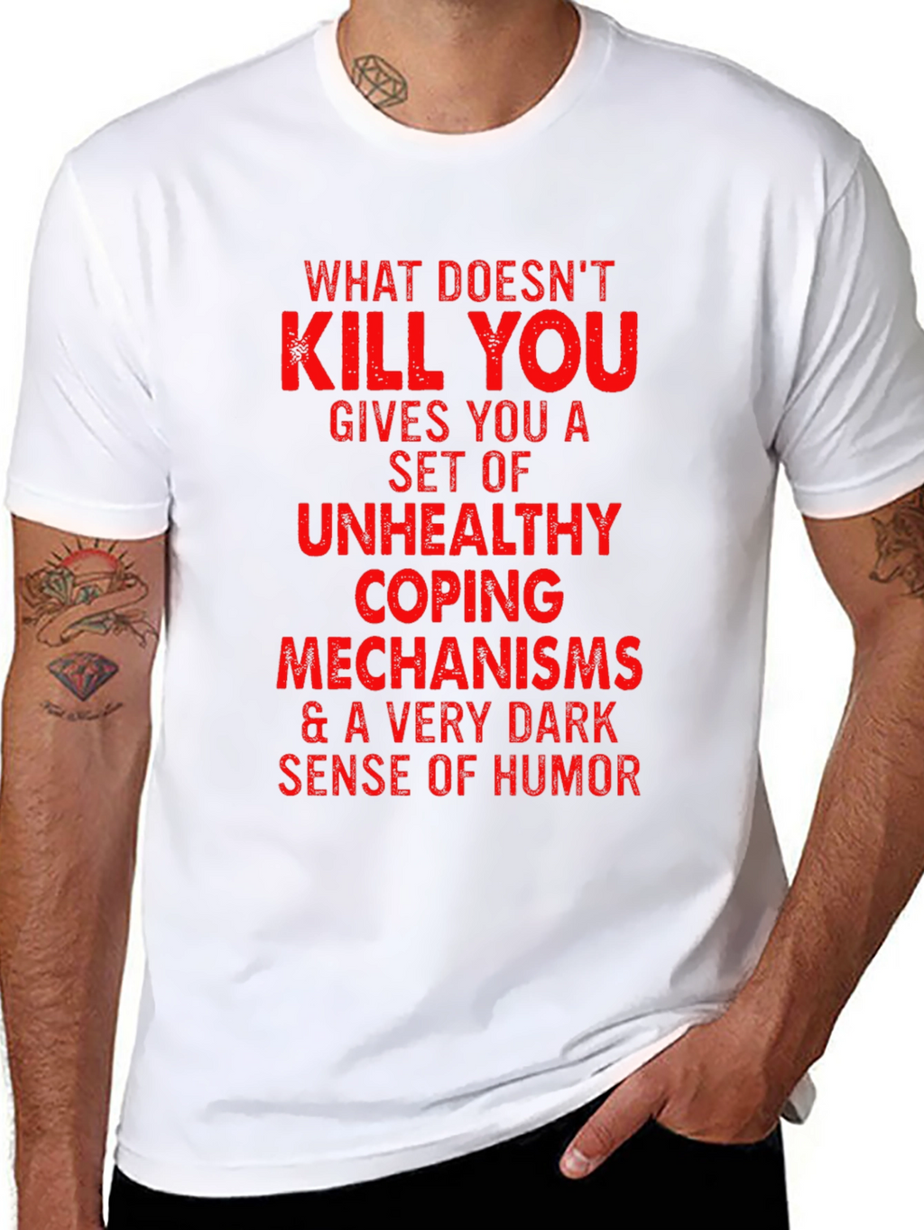 Humorous Graphic Tee - Unhealthy Coping Mechanisms