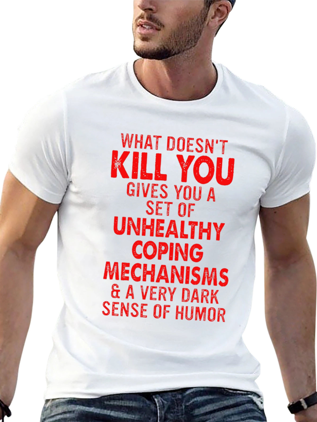 Humorous Graphic Tee - Unhealthy Coping Mechanisms