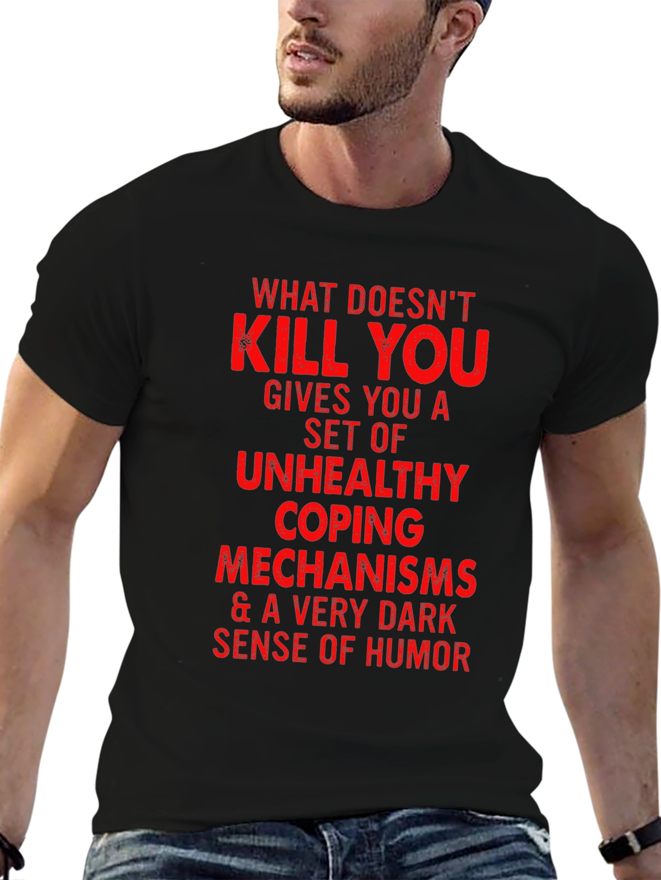 Humorous Graphic Tee - Unhealthy Coping Mechanisms