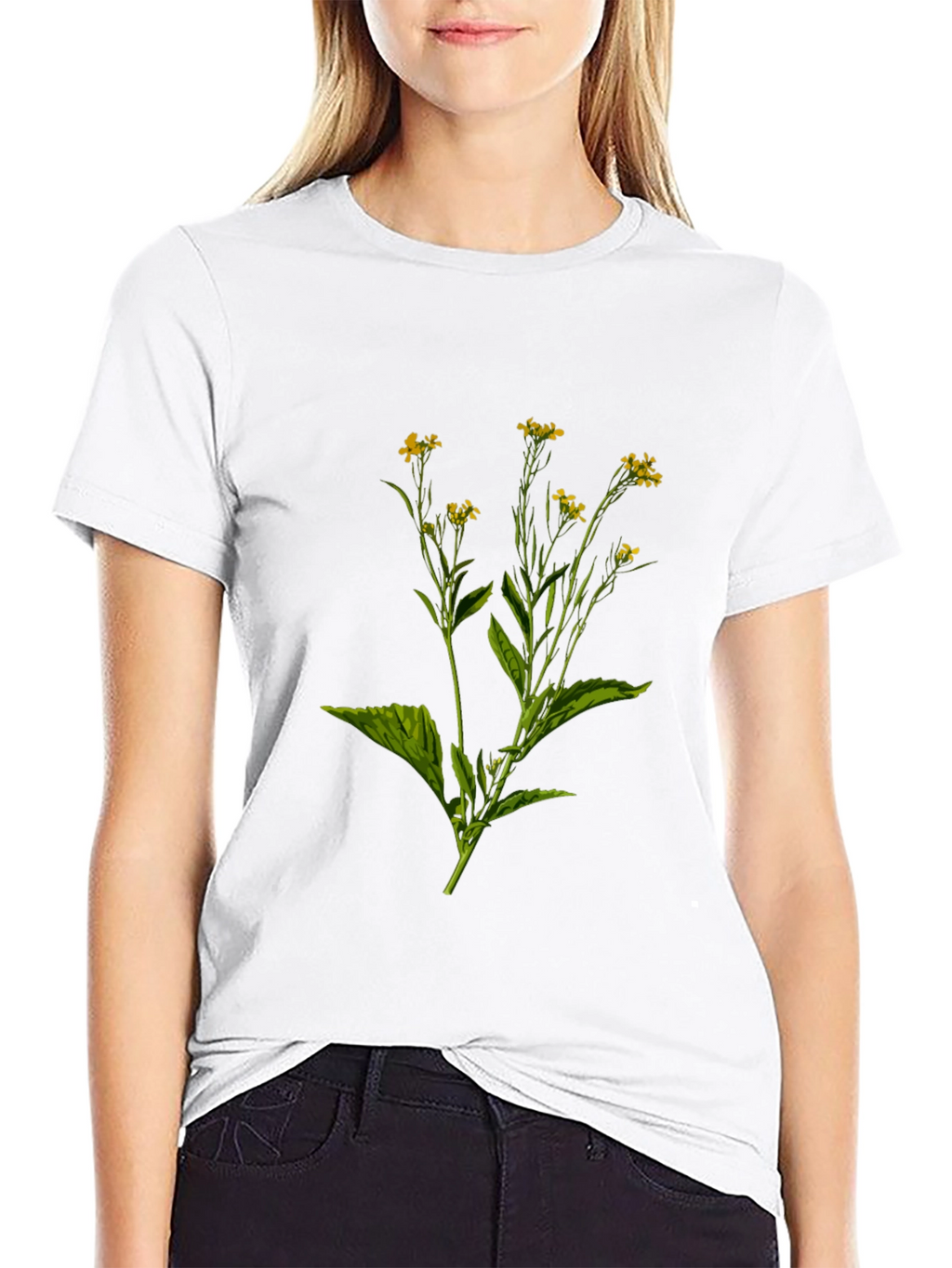 Botanical Print Black T-Shirt
