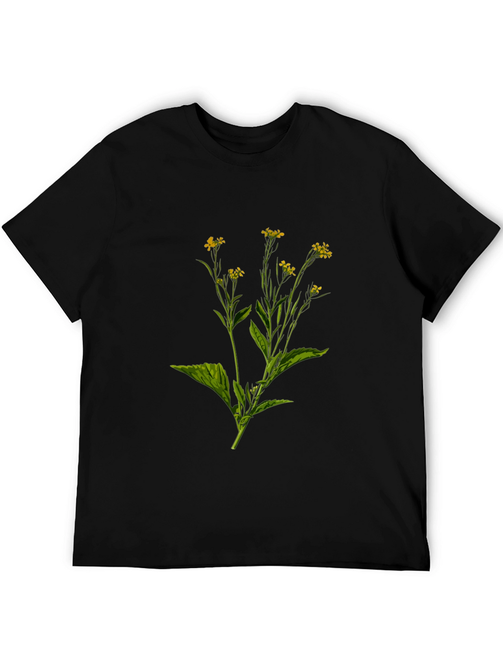 Botanical Print Black T-Shirt