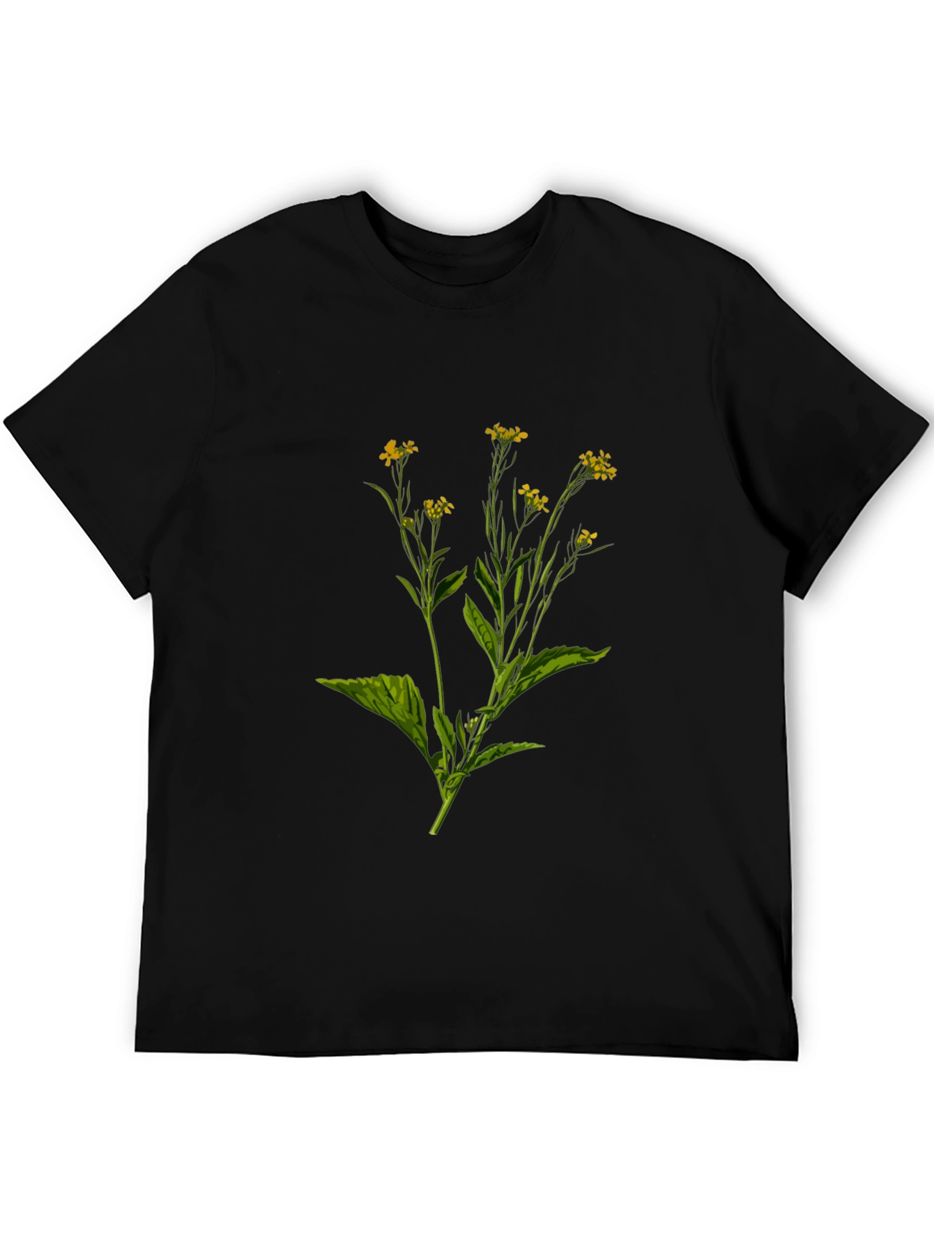 Botanical Print Black T-Shirt