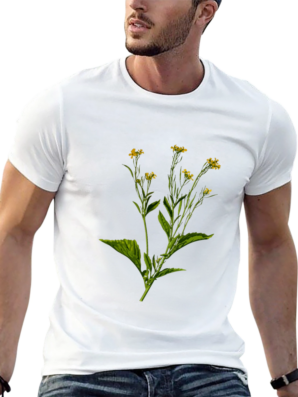 Botanical Print Black T-Shirt