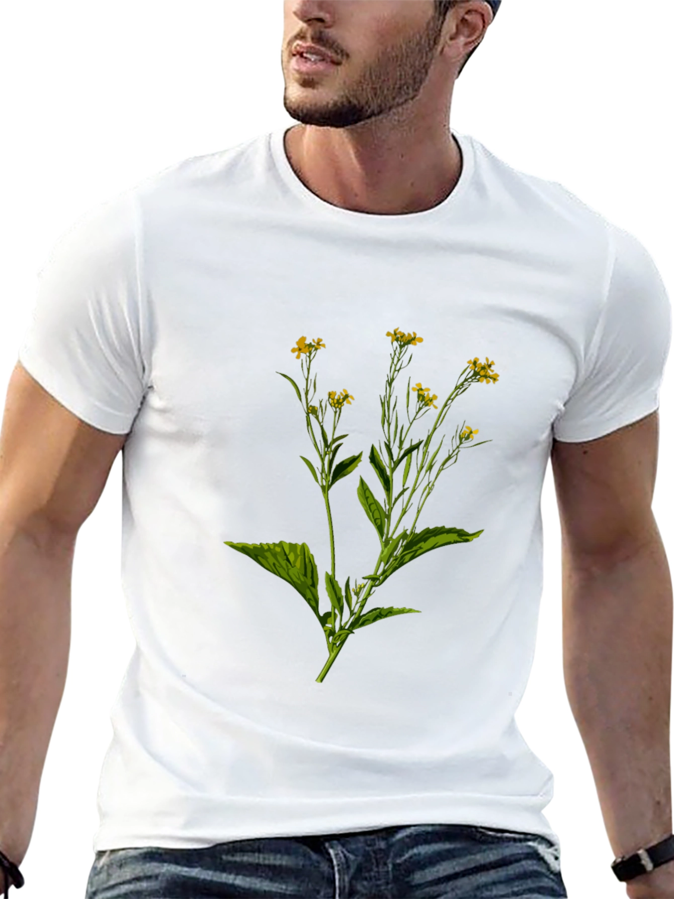 Botanical Print Black T-Shirt