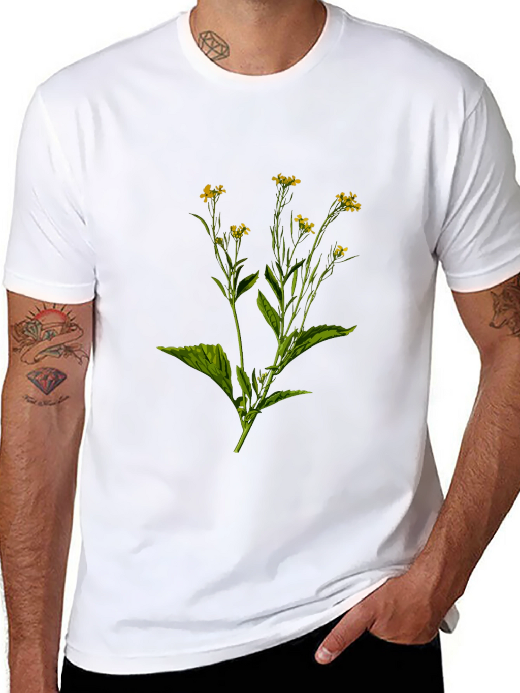 Botanical Print Black T-Shirt