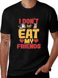 Vegan I Dont Eat My Friends Black Graphic T-Shirt