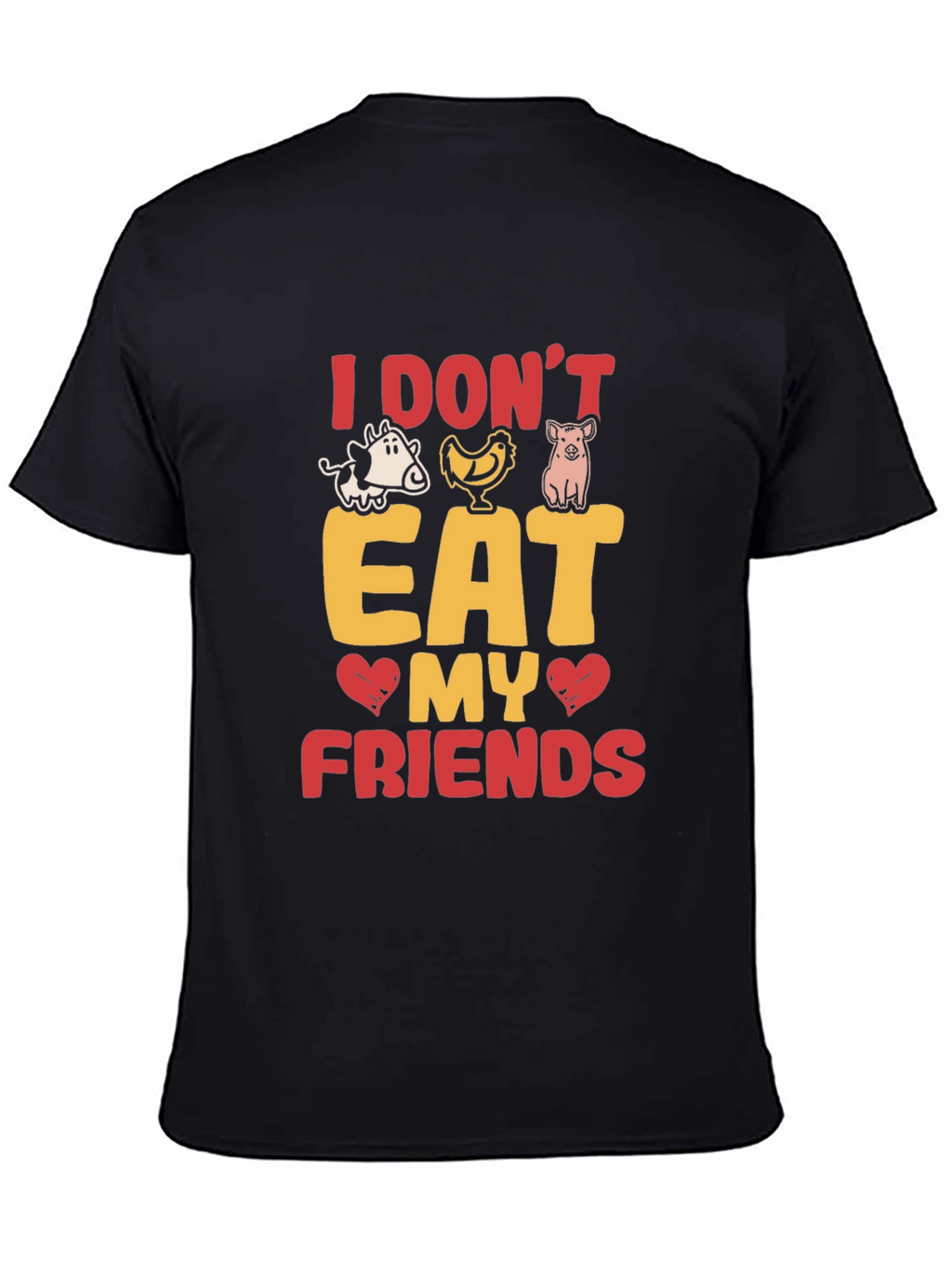 Vegan I Dont Eat My Friends Black Graphic T-Shirt
