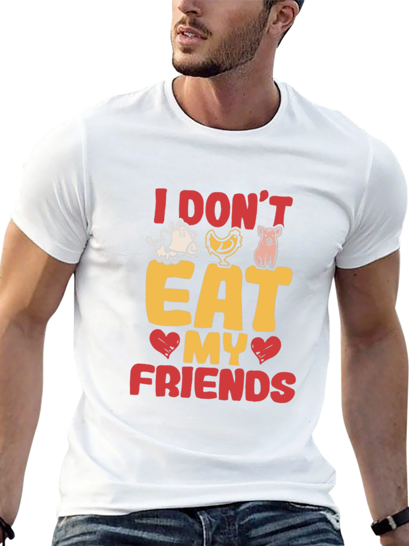 Vegan I Dont Eat My Friends Black Graphic T-Shirt