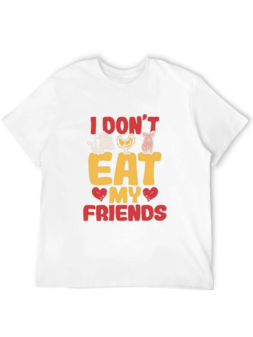 Vegan I Dont Eat My Friends Black Graphic T-Shirt