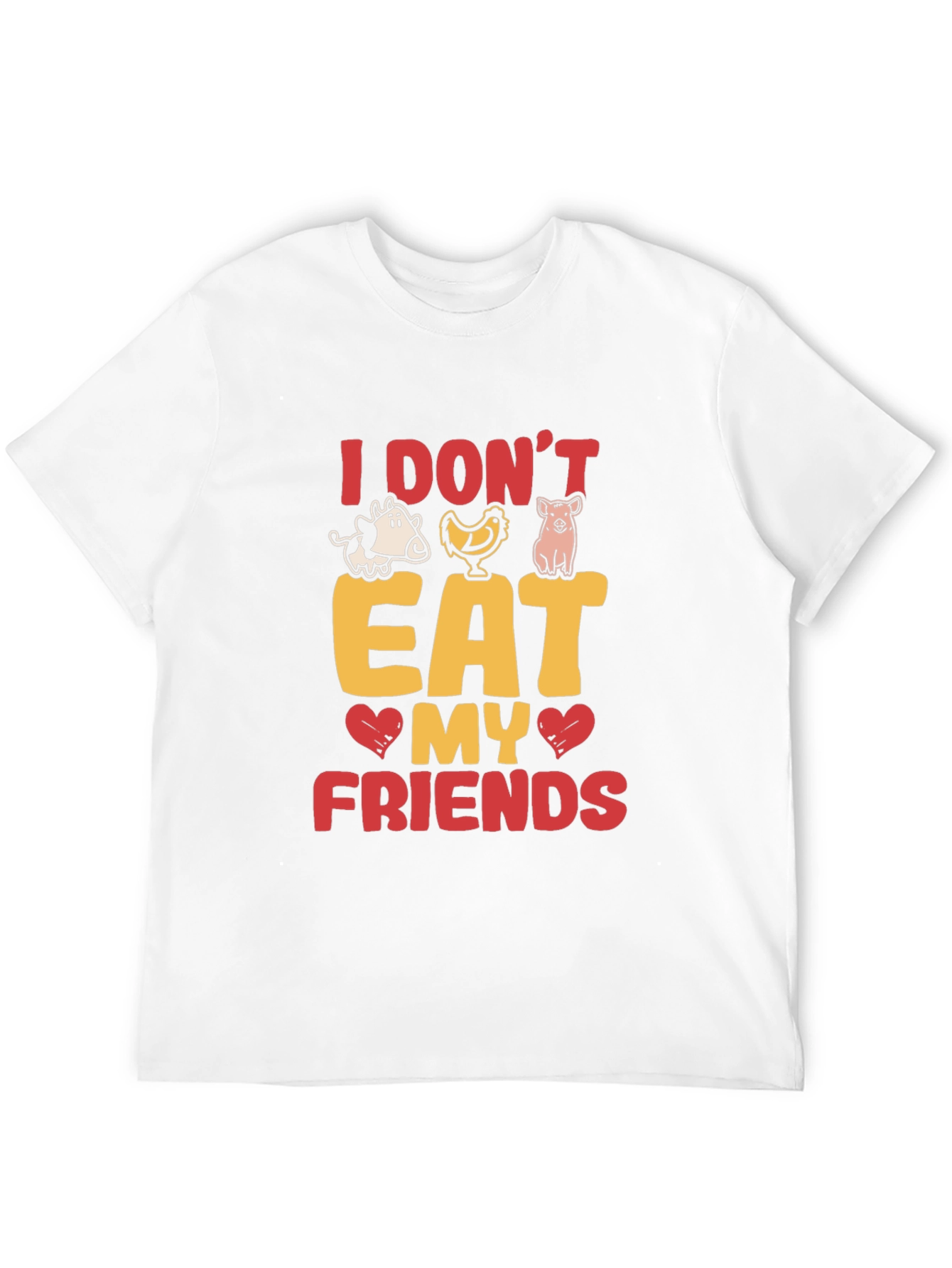Vegan I Dont Eat My Friends Black Graphic T-Shirt